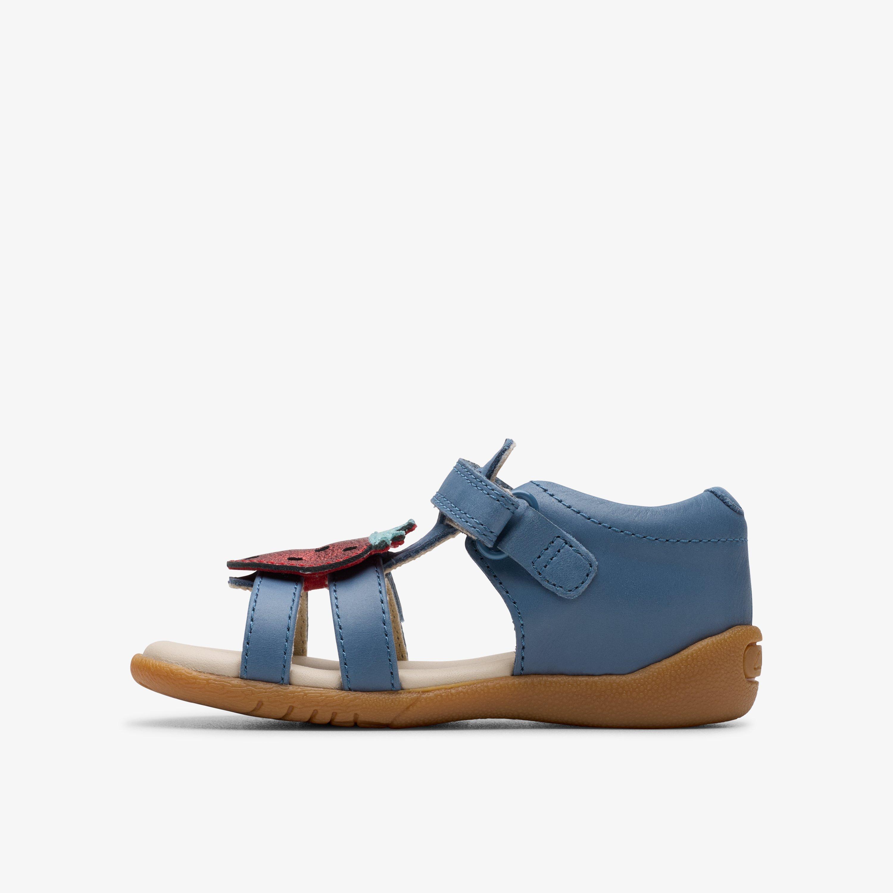 Zora Berry Toddler Blue Flat Sandals Riptape, view 4 of 8