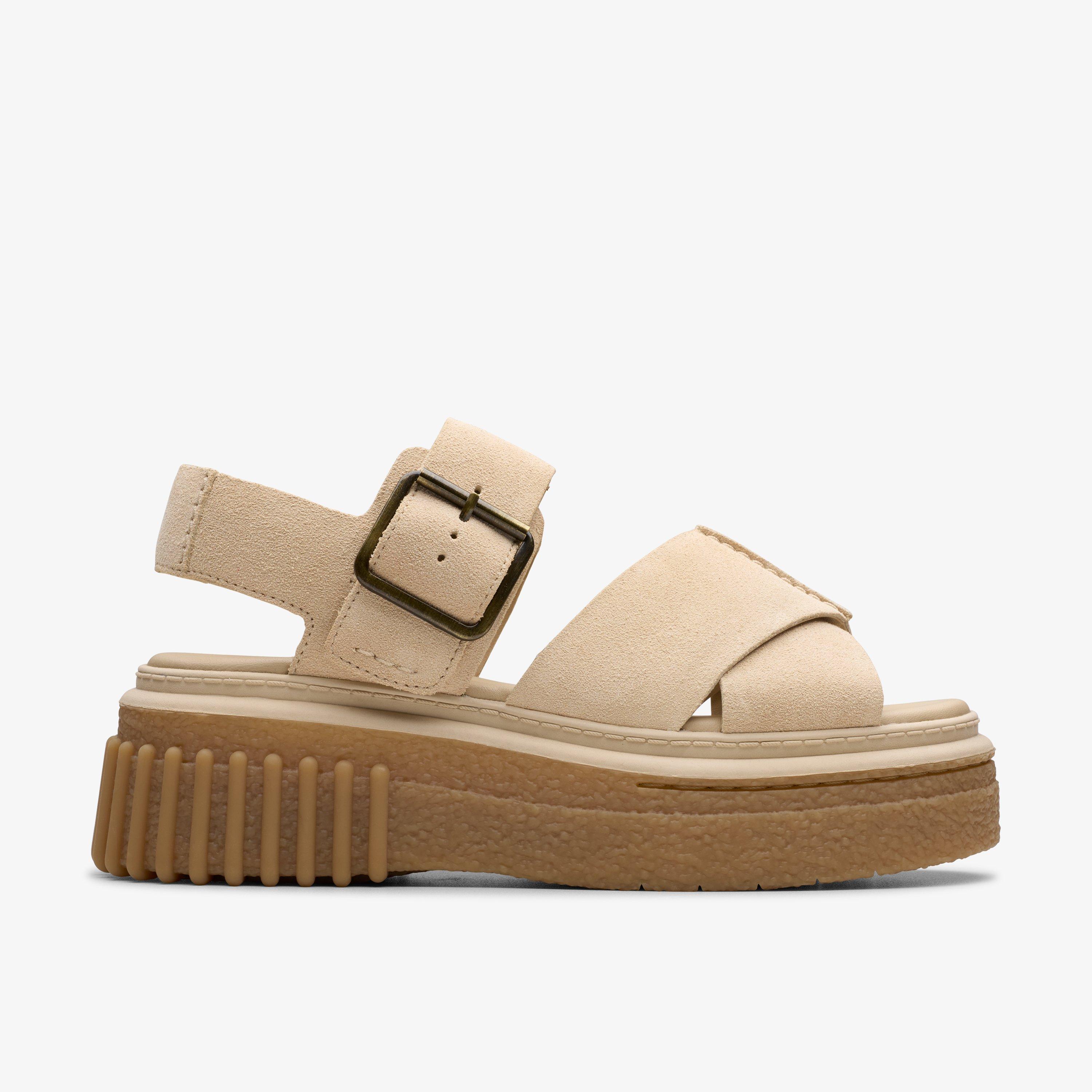 Clarks｜SANDALS (Evamar Wish (26181202)) Womens Evamar Wish Ecru Suede Sandals | Clarks