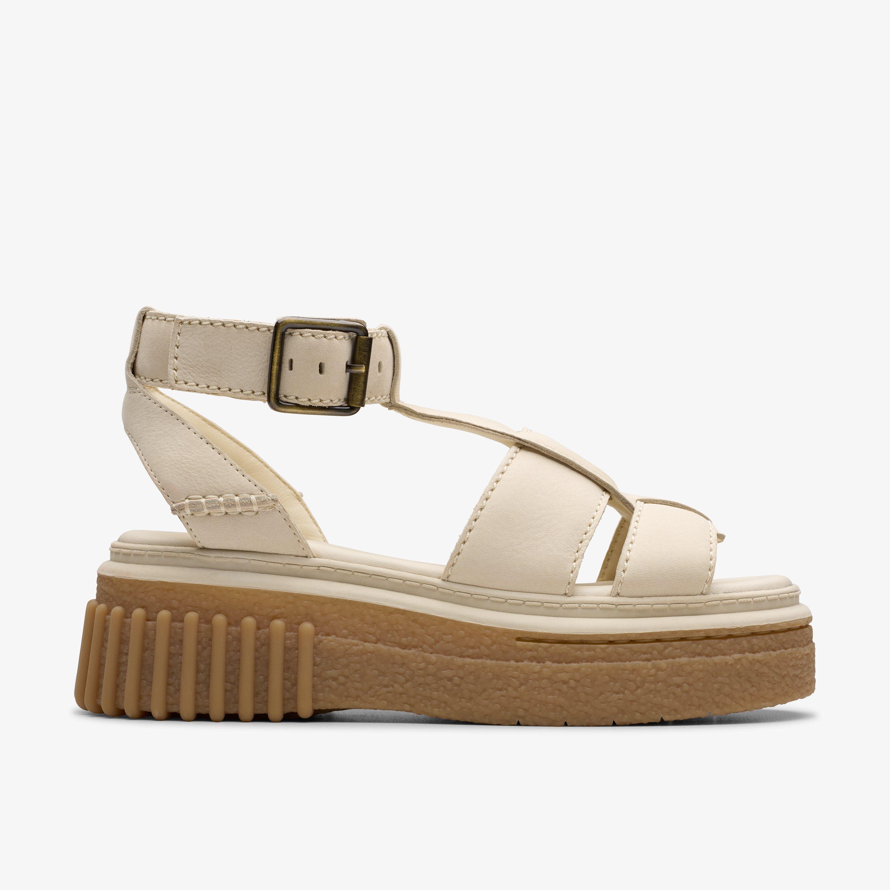 Evamar Sun Cream Leather Wedges T-Bar Sandals Wedge Sandals, view 1 of 6