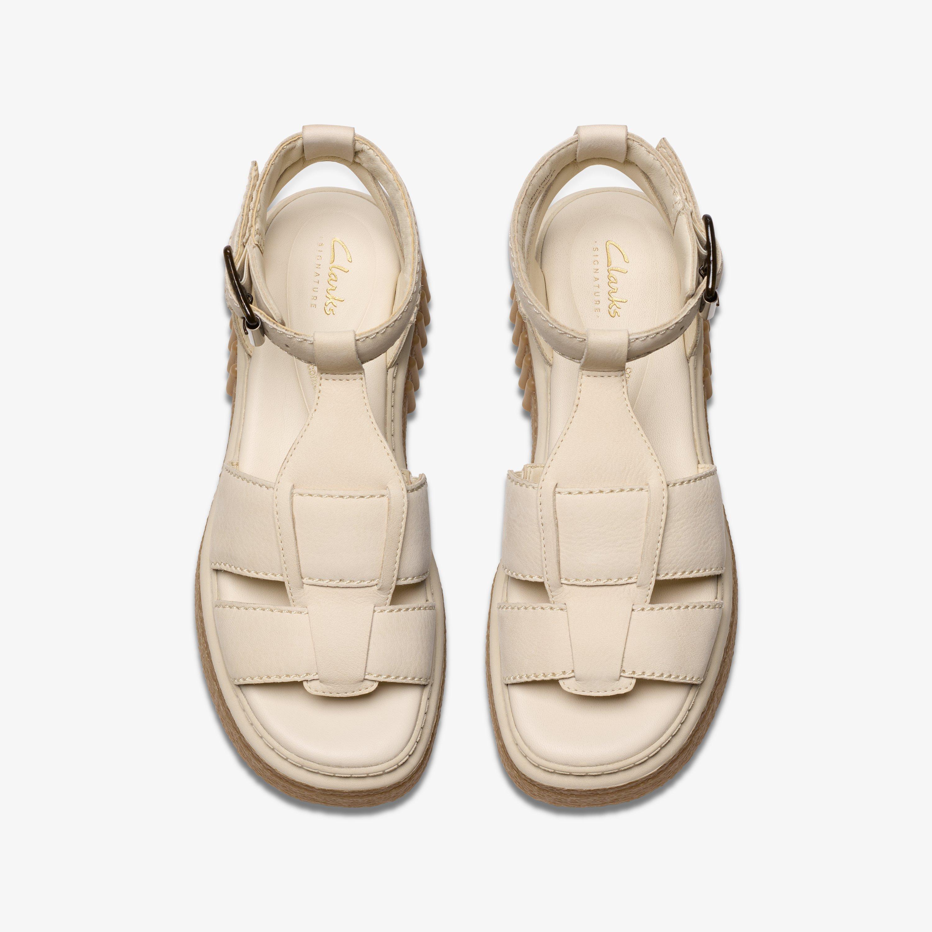 Evamar Sun Cream Leather Wedges T-Bar Sandals Wedge Sandals, view 6 of 6
