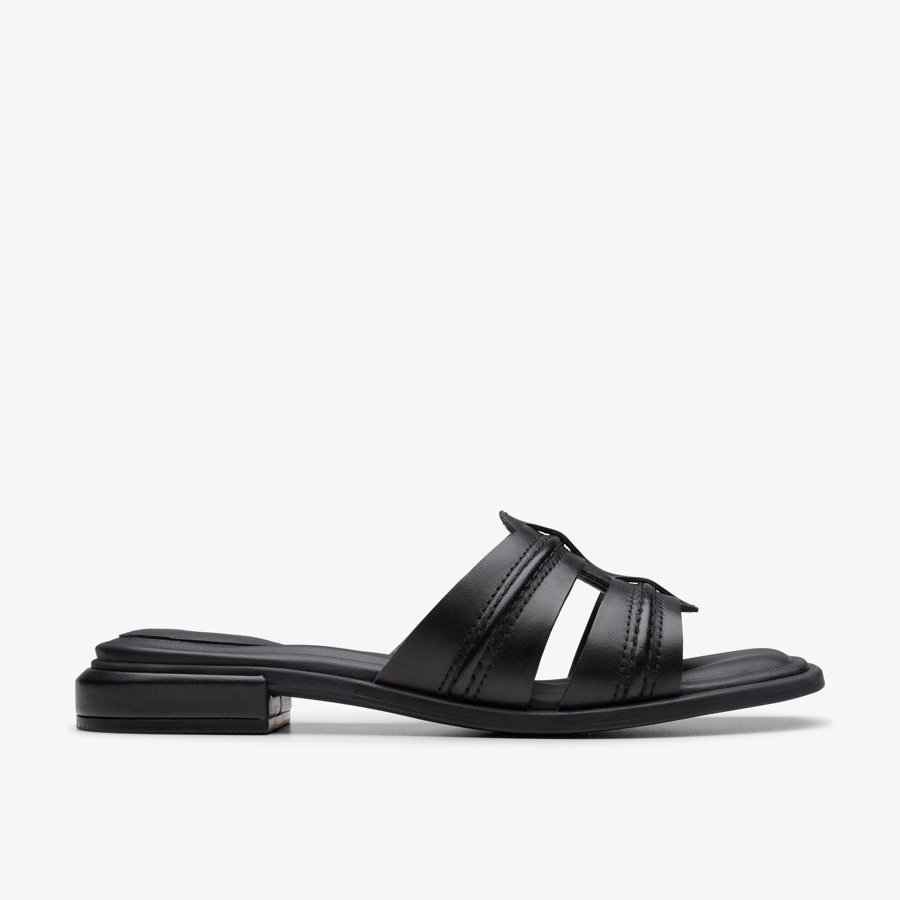 Ariany Mule Black Leather Flat Sandals Mules Slip Ons, view 1 of 6