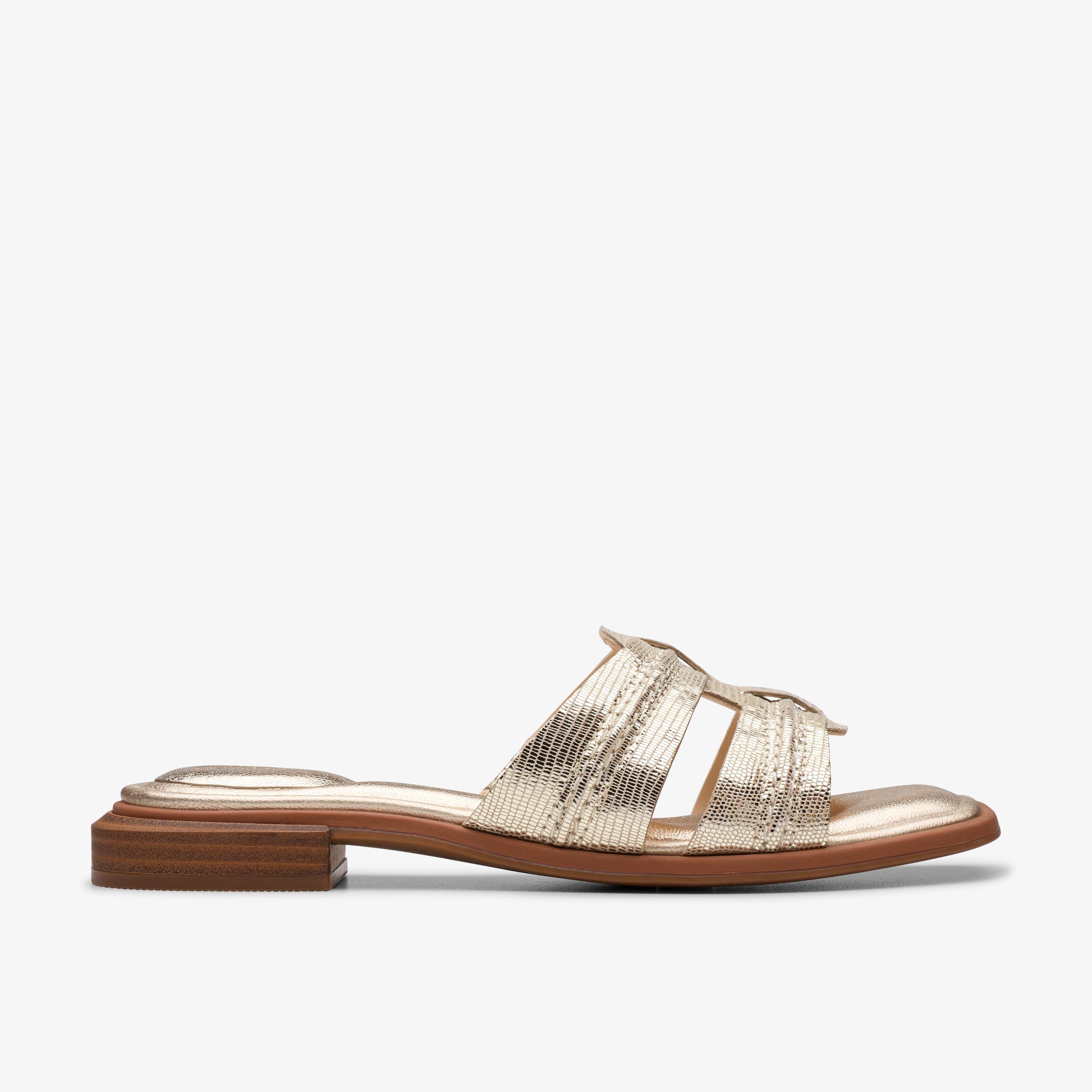 Ariany Mule Champagne Interest Flat Sandals Mules Slip Ons, view 1 of 6