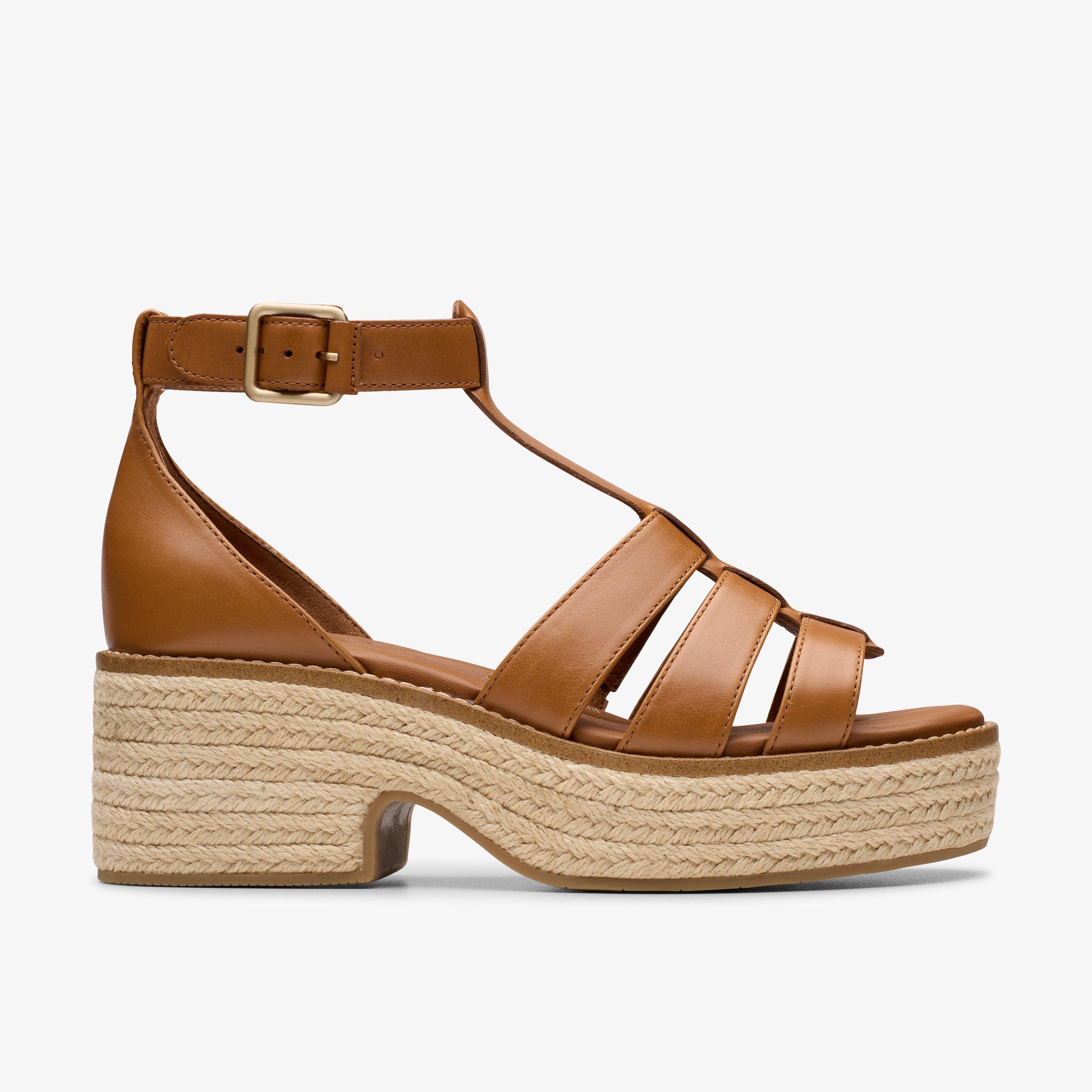 Coledale Sun Tan Leather Platform Wedge Sandals, view 1 of 6