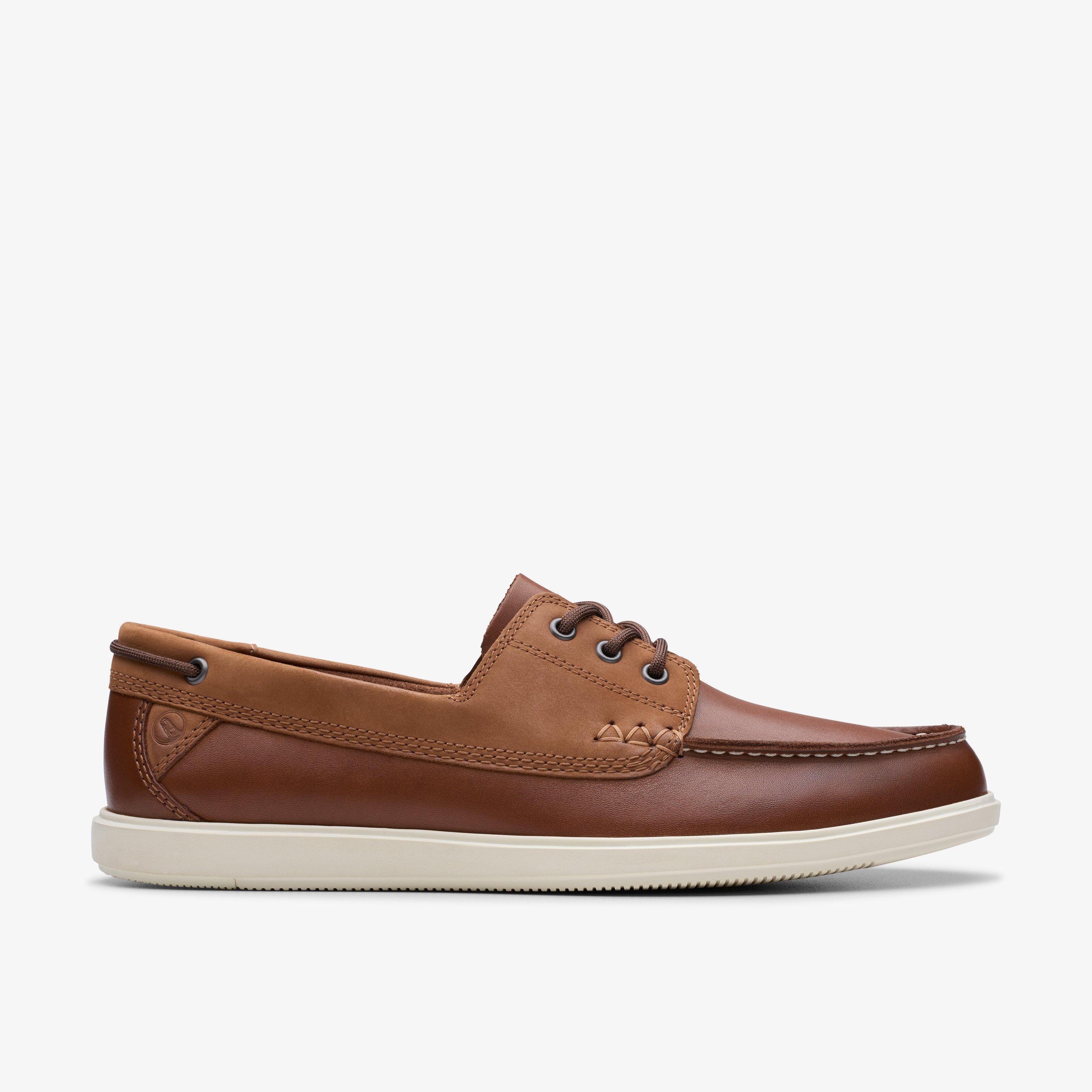 Size 12 Clarks Bratton Boat Dark Tan Leather shoes