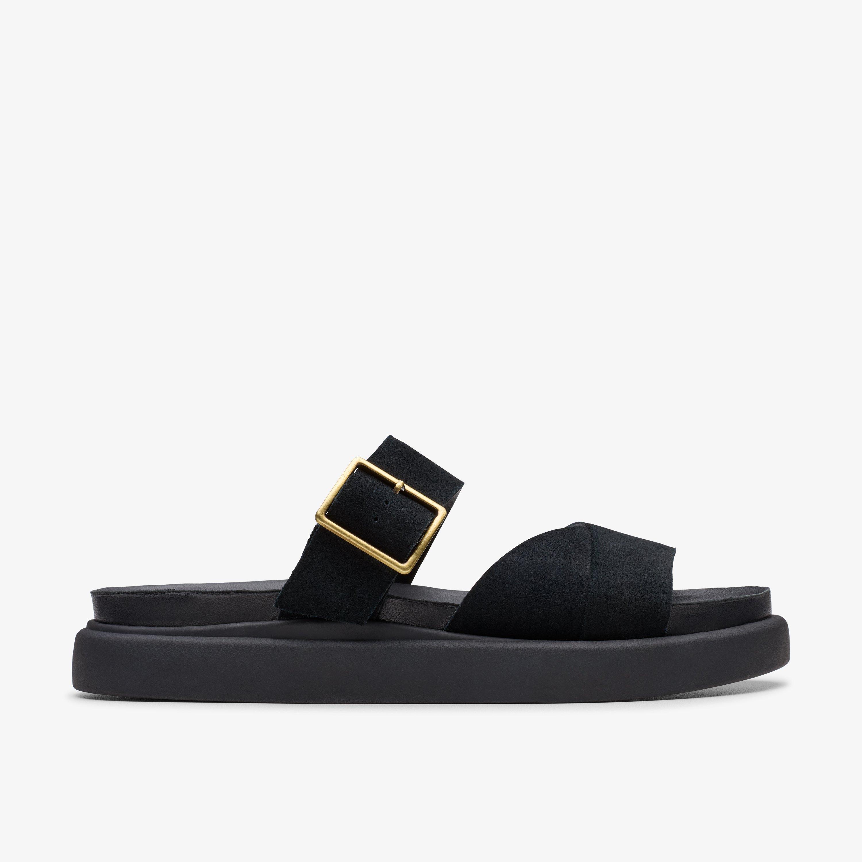 Clarks Aristella Buckled Platform Sandals In Black
