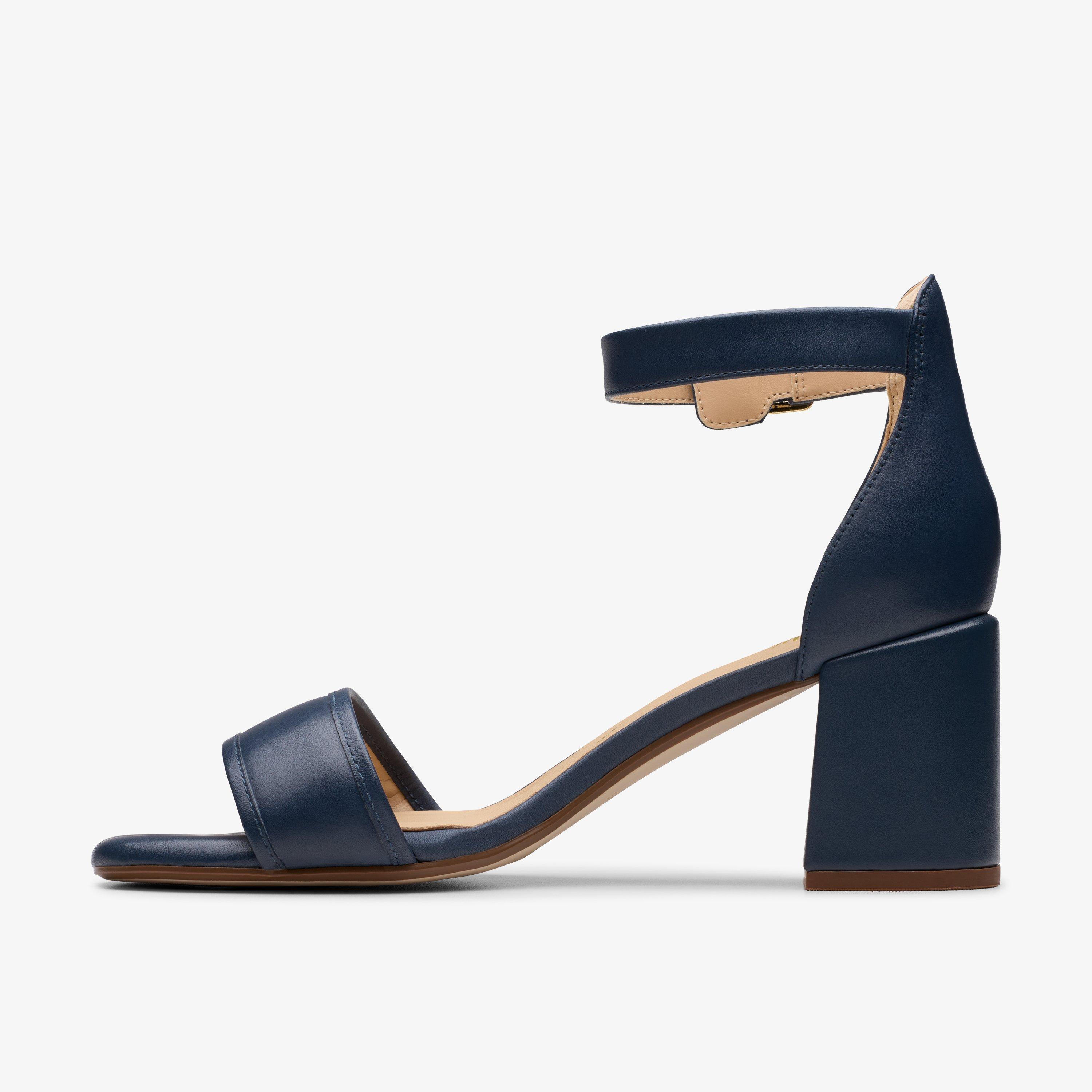 Ezoria Mae Navy Leather Heeled Sandals, view 2 of 6