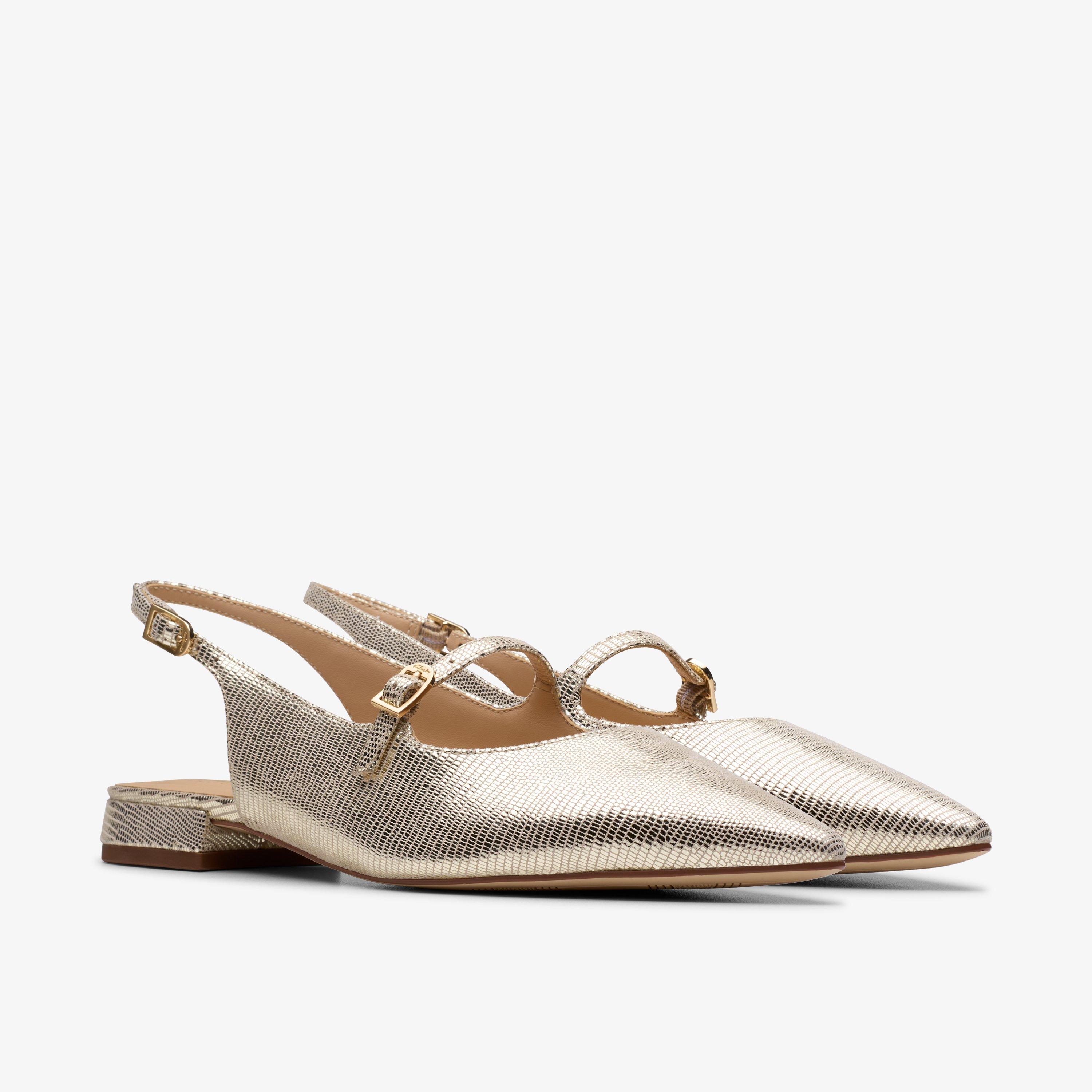 Sensa 15 Shine Champagne Interest Ballet Pumps Sling Back, view 4 of 6