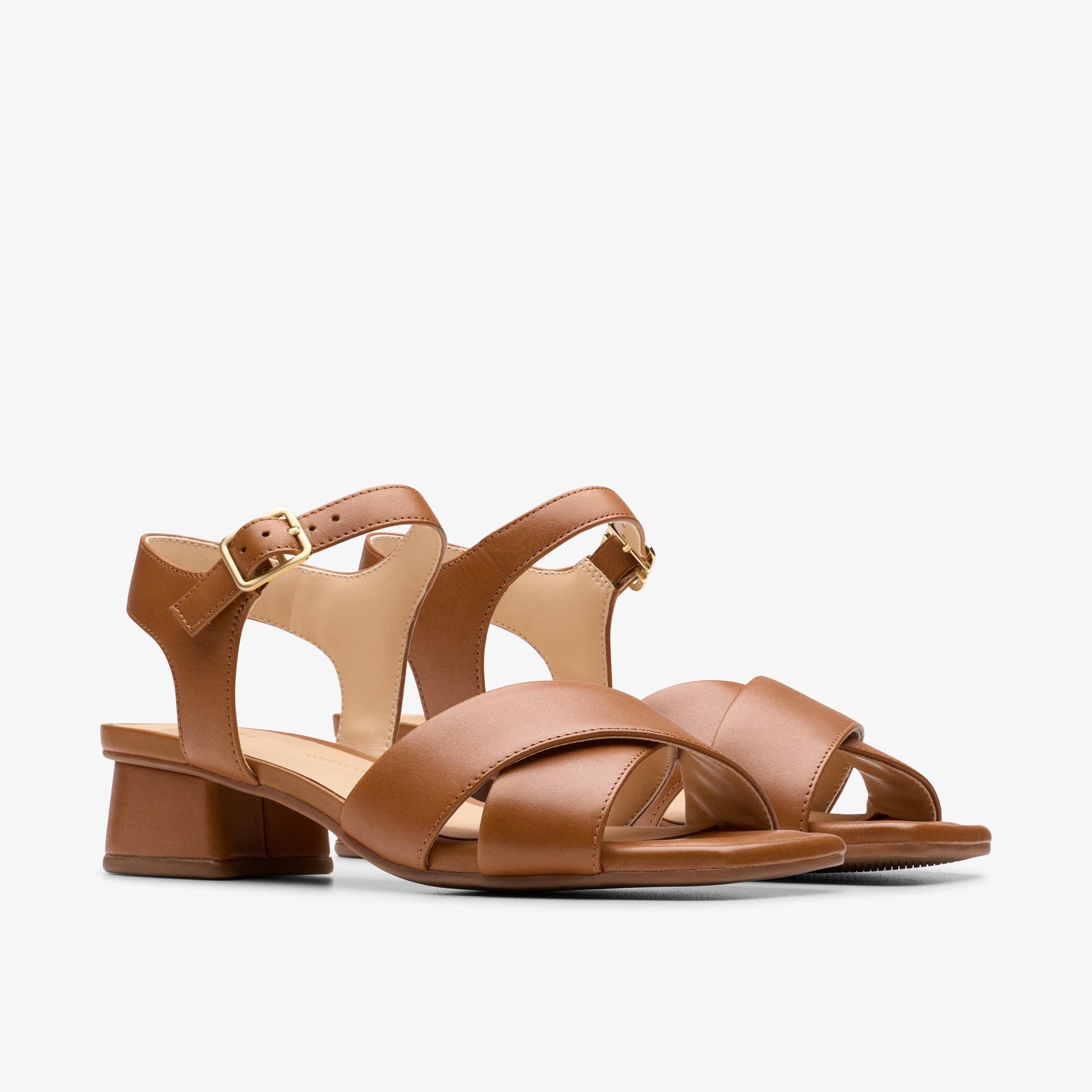 Serina 35 Cross Tan Leather Heeled Sandals, view 4 of 6