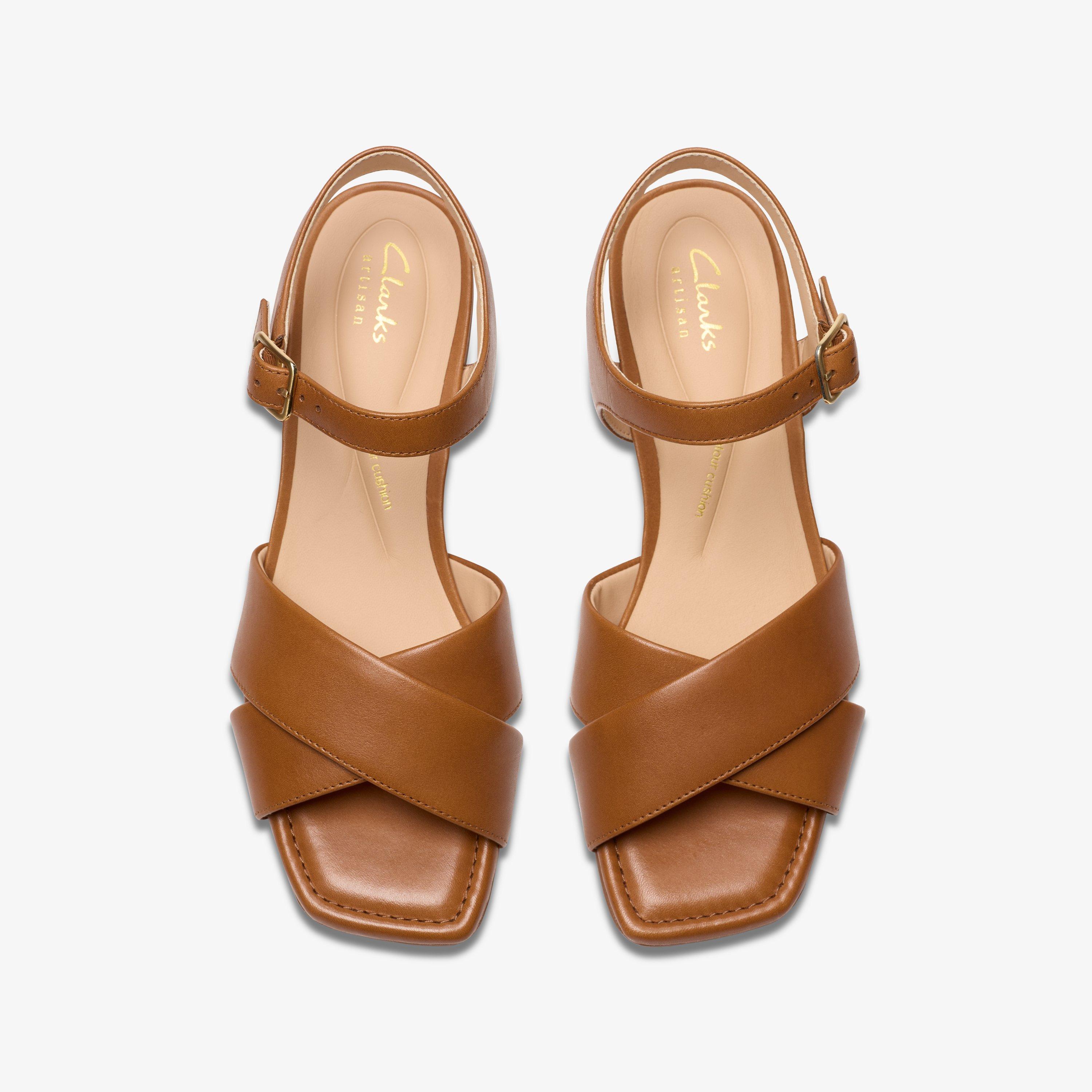 Serina 35 Cross Tan Leather Heeled Sandals, view 6 of 6