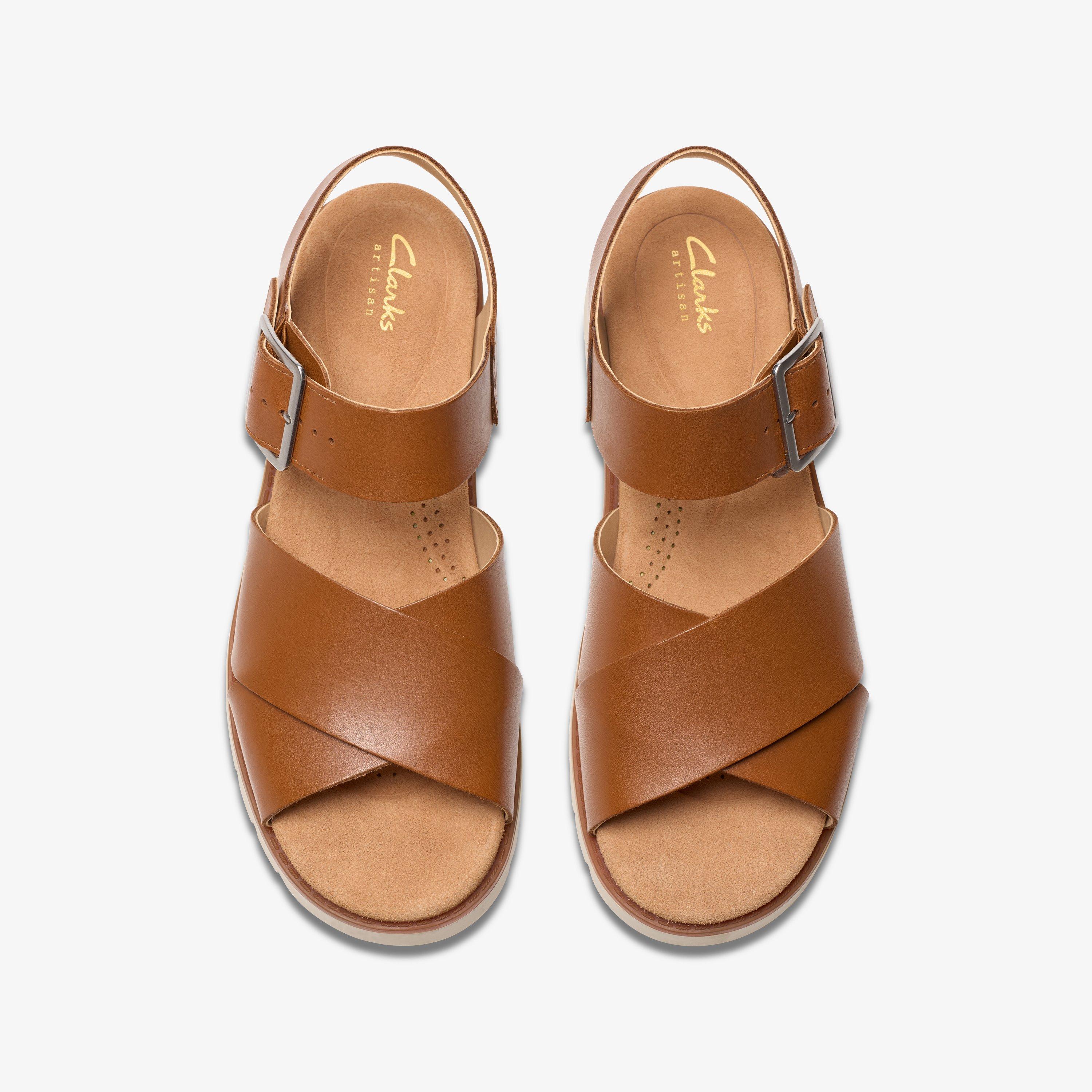 Clarks Premium Orinoco Cross Sandaal voor dames, bruin leer, 3,5 UK, Lichtbruin, 36.5 EU