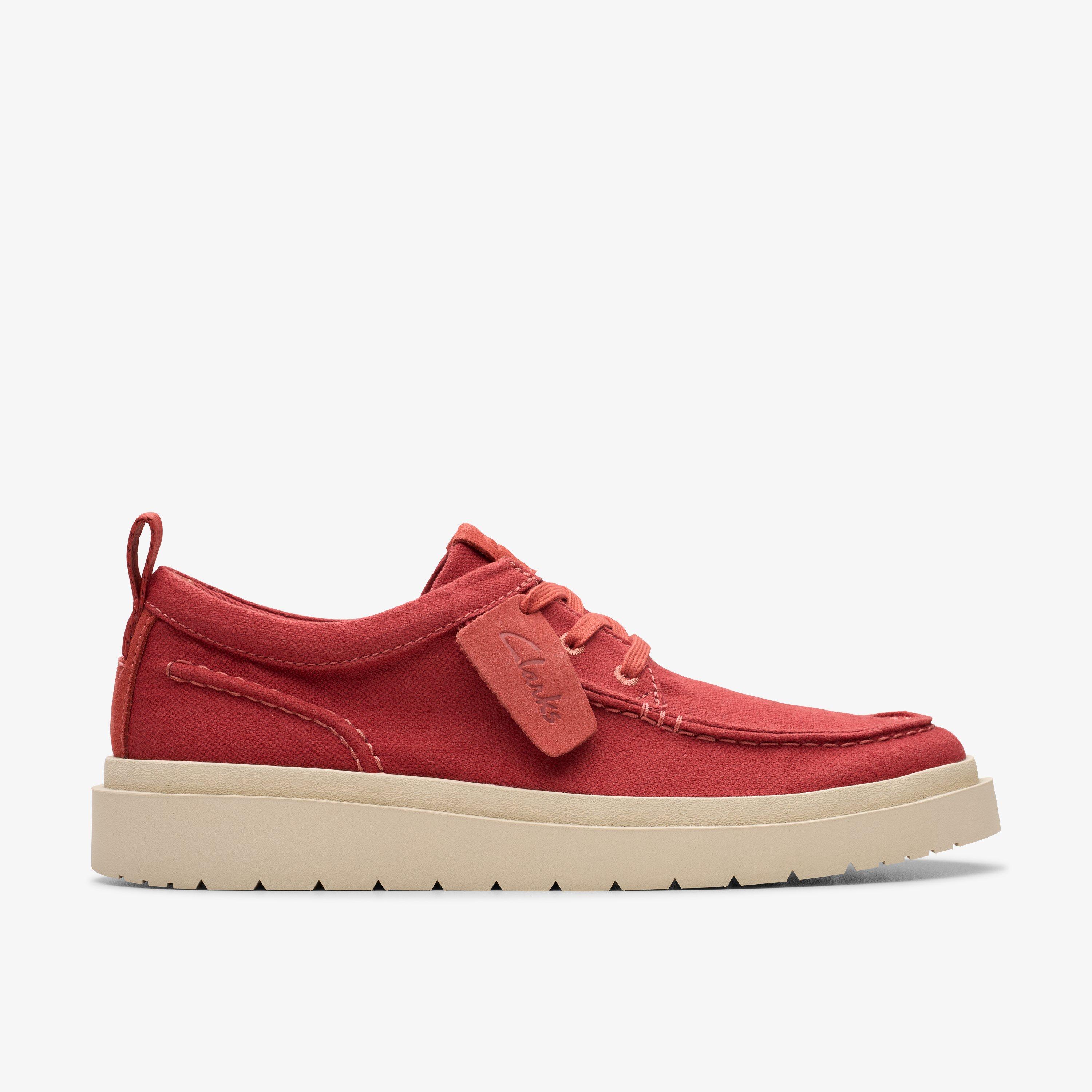 Size 12 Clarks Polden Moc Red Canvas shoes