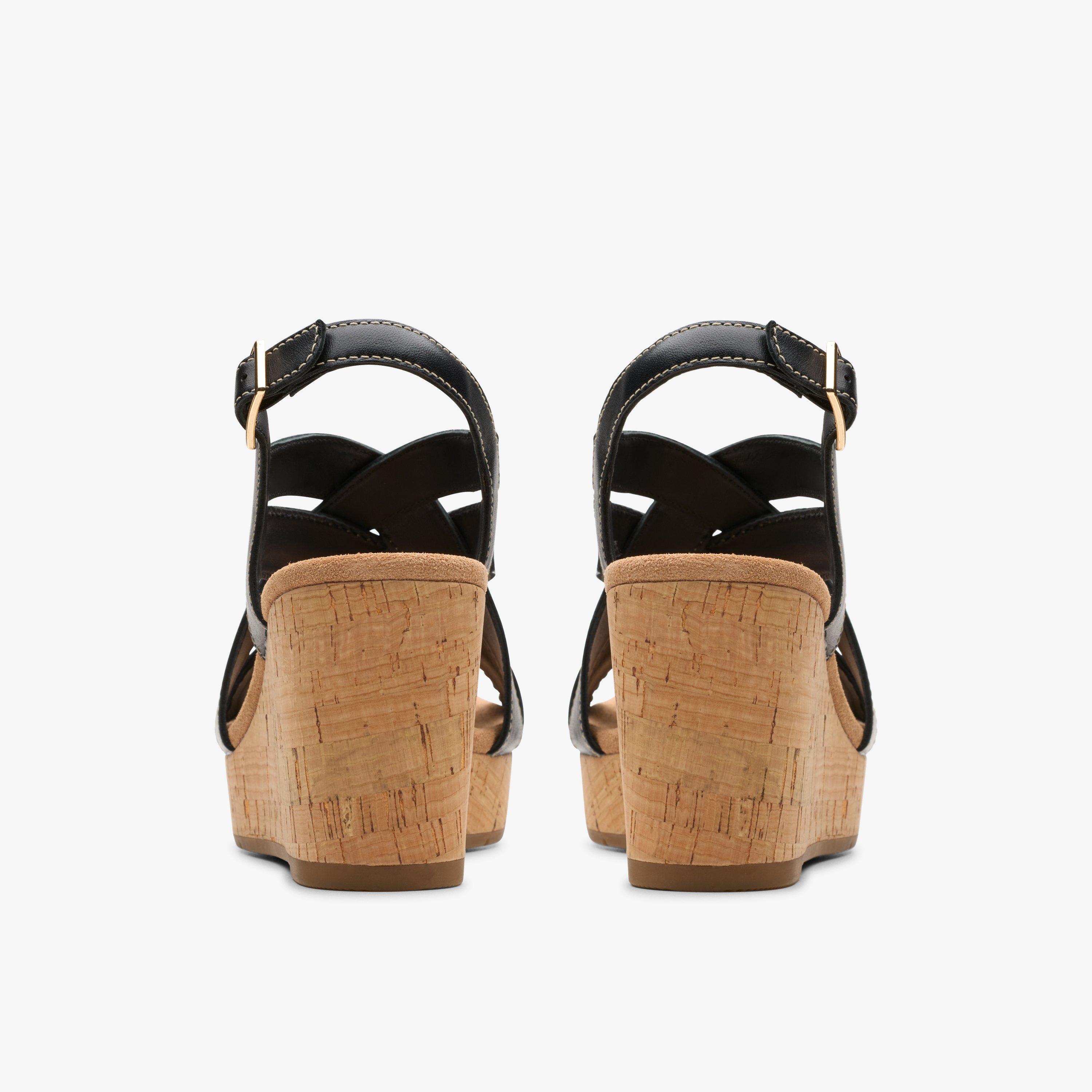Womens Sabina Sling Black Black Wedges Clarks