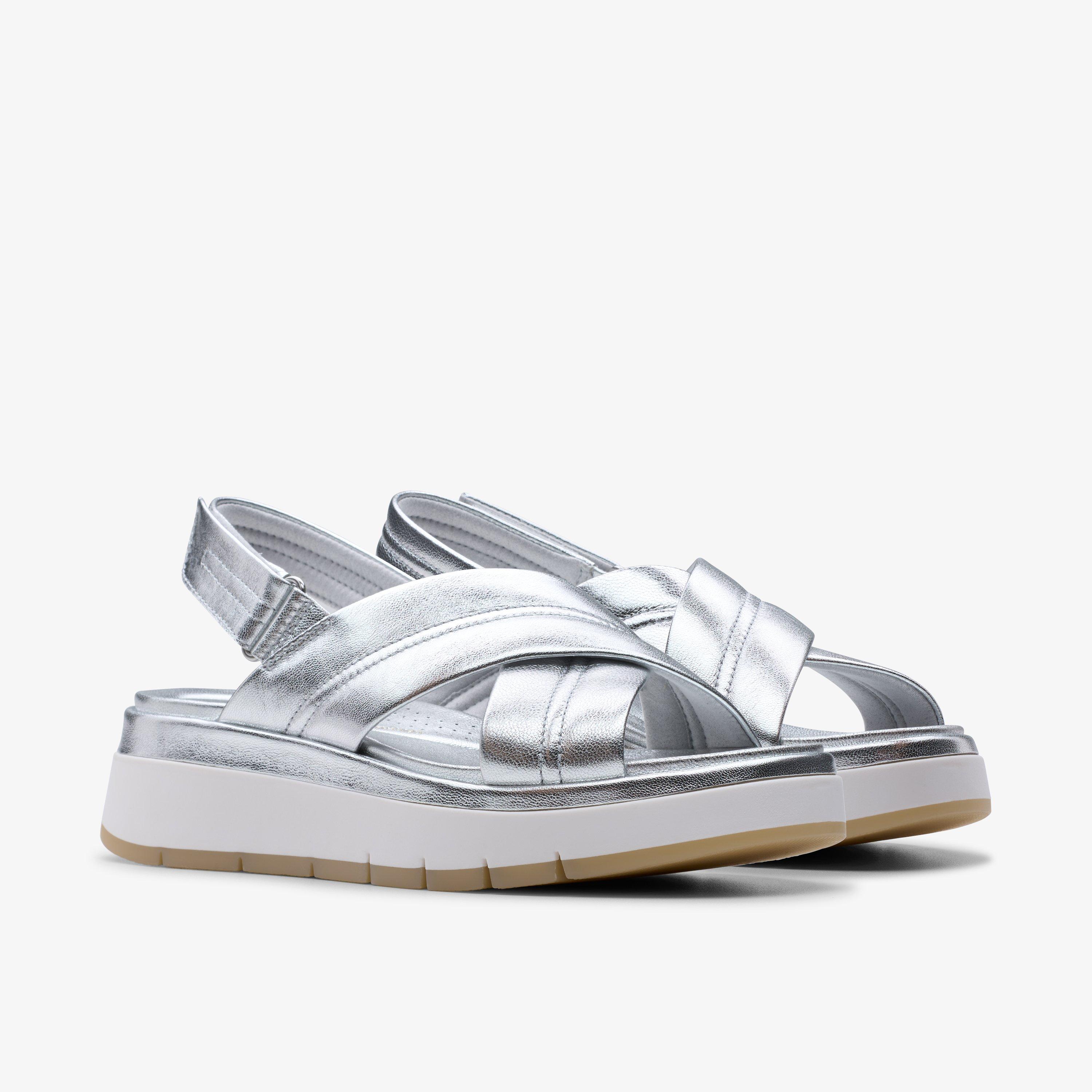 Tuscan Cross Silver Leather Wedges, view 4 of 6
