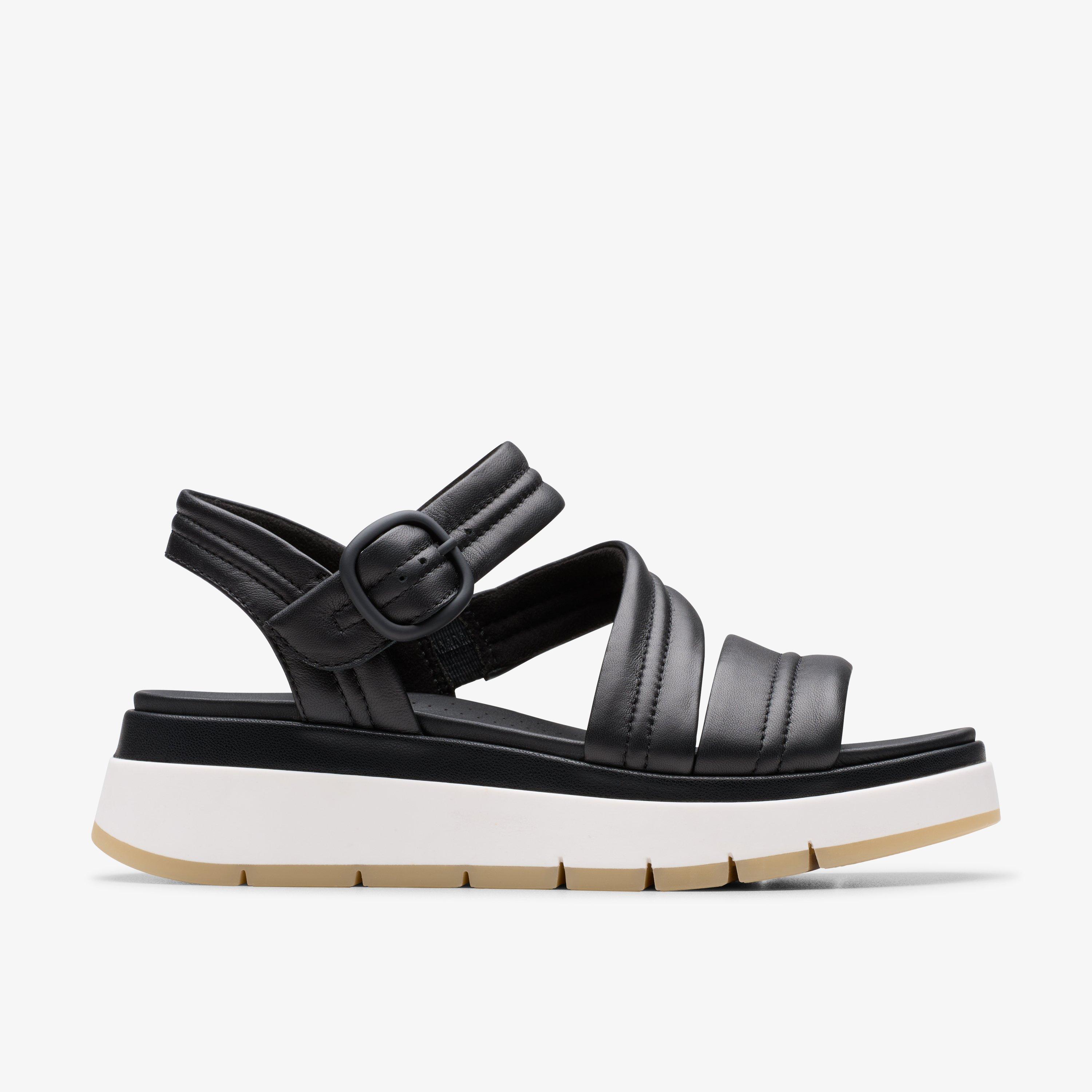 Womens Tuscan Strap Black Leather Sandals | Clarks