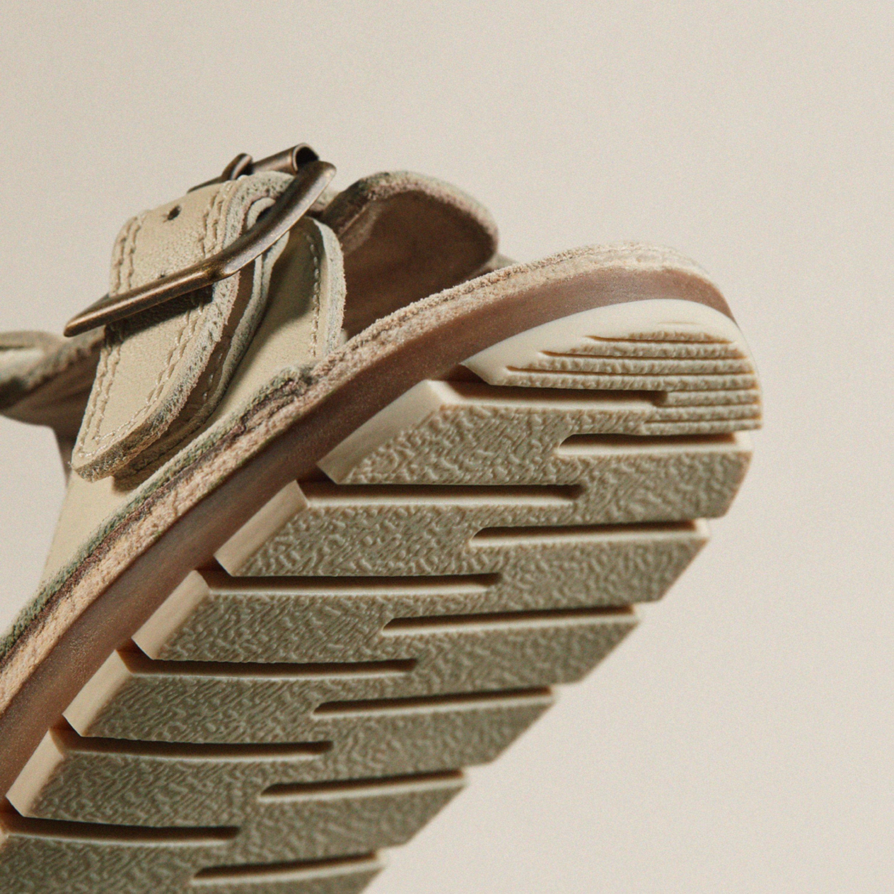 Playsun Toddler Off White Leather Flat Sandals, view 5 of 10
