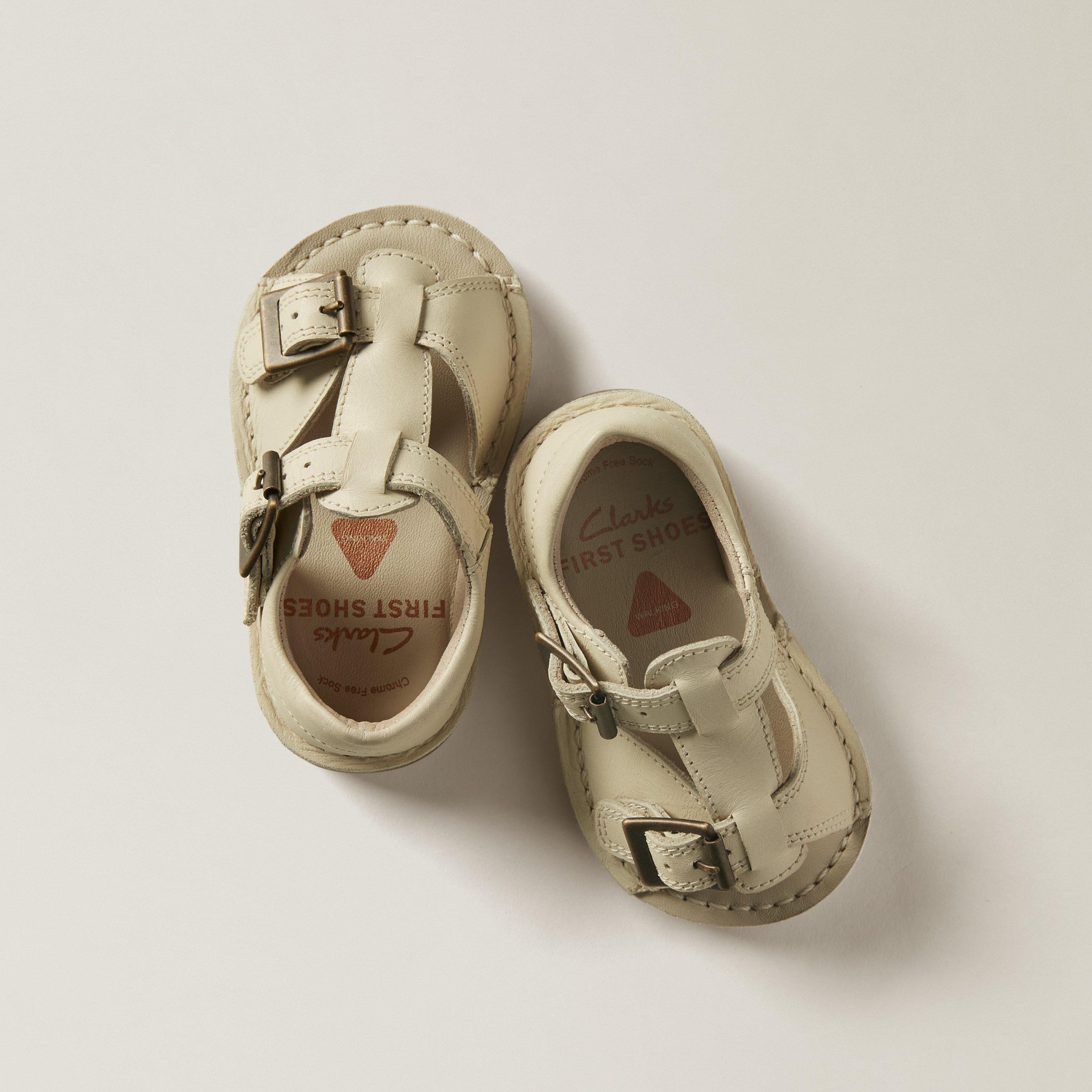 Playsun Toddler Off White Leather Flat Sandals, view 3 of 10
