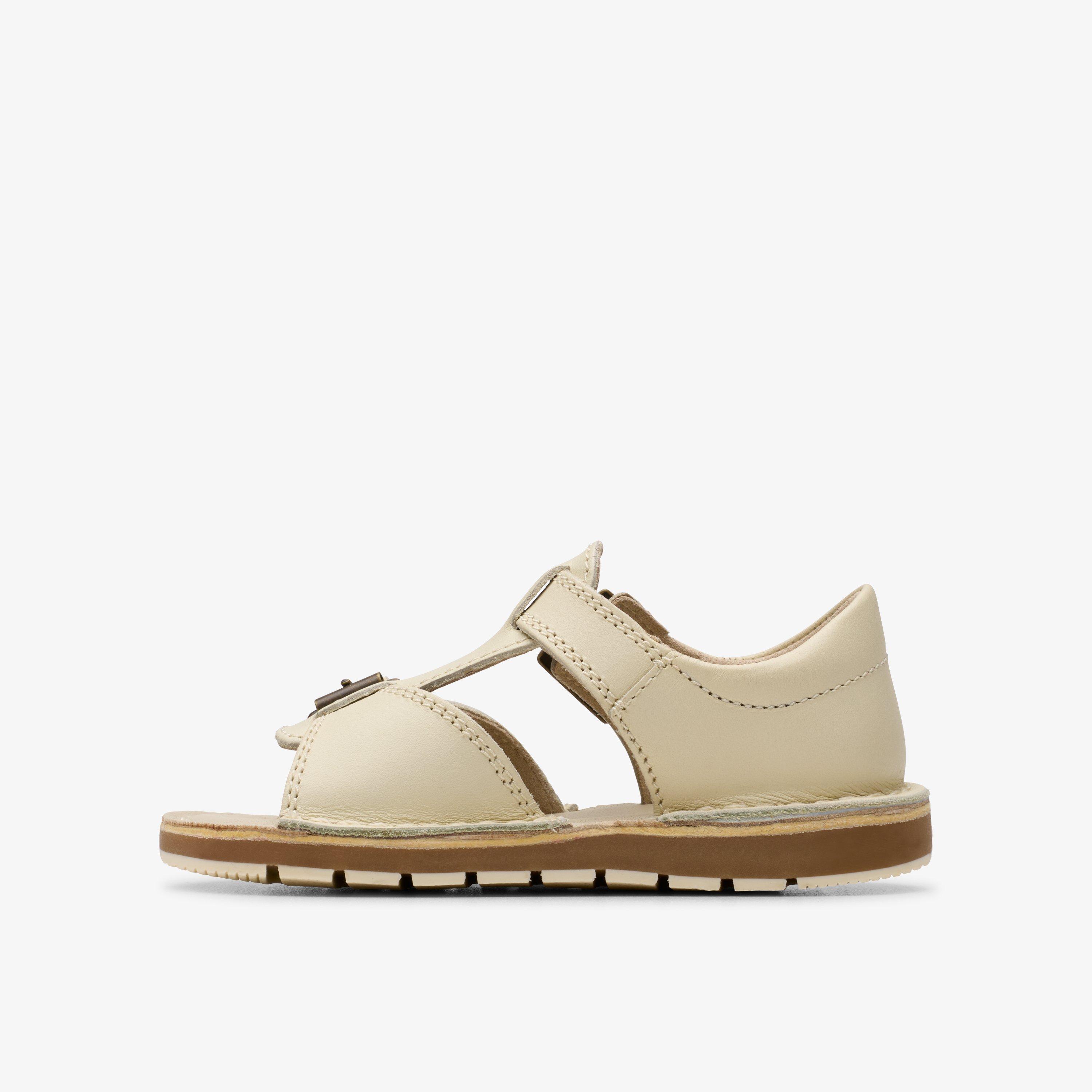 Playsun Toddler Off White Leather Flat Sandals, view 7 of 10