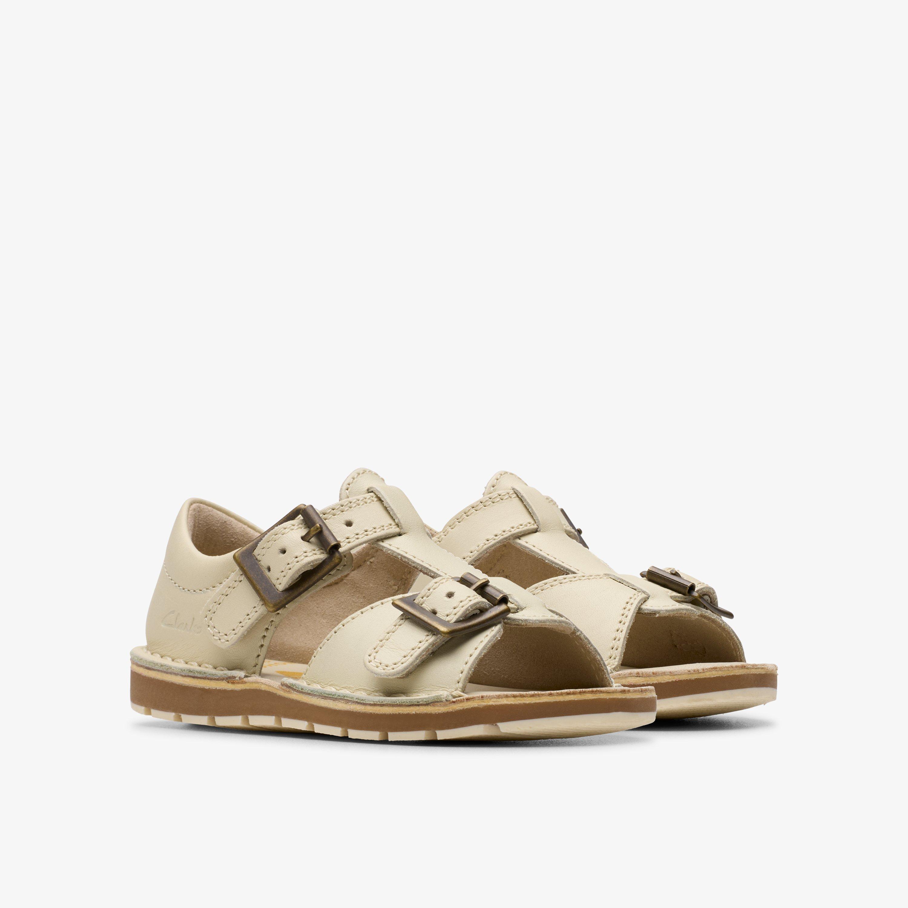 Playsun Toddler Off White Leather Flat Sandals, view 9 of 10