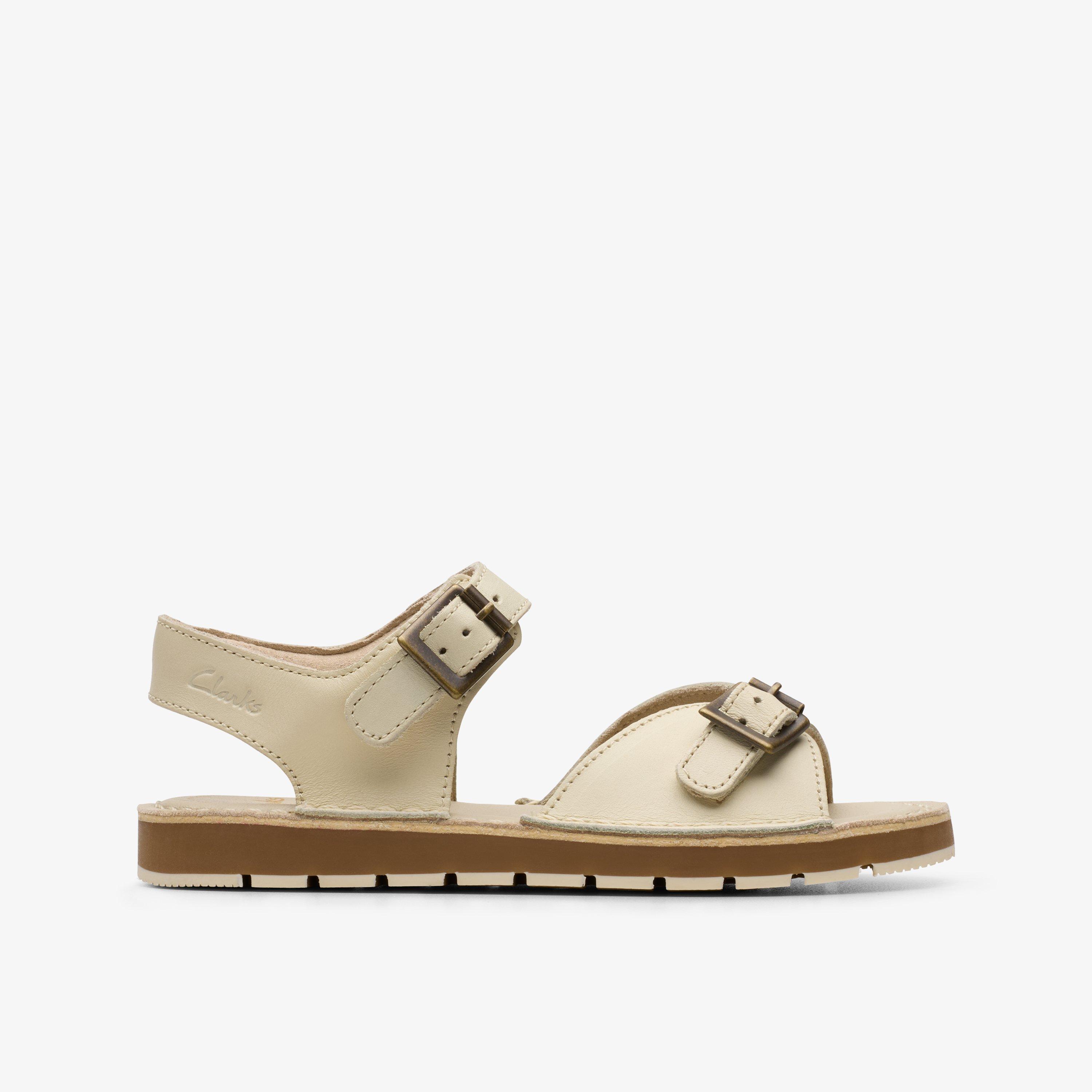 Playsun  Kid Off White Leather Flat Sandals, view 1 of 11