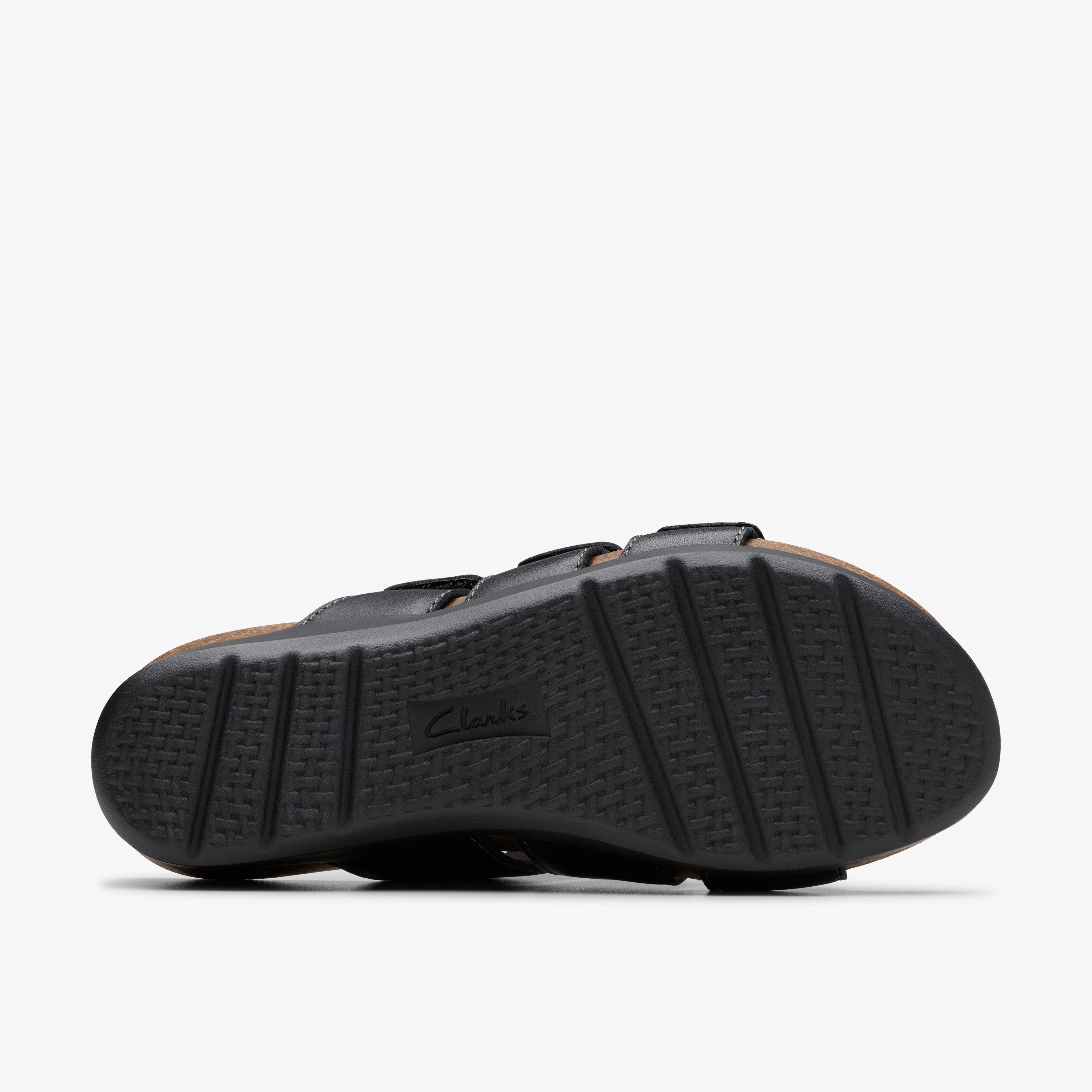 Calenne Lily Black Leather Wedges Slip Ons, view 3 of 6