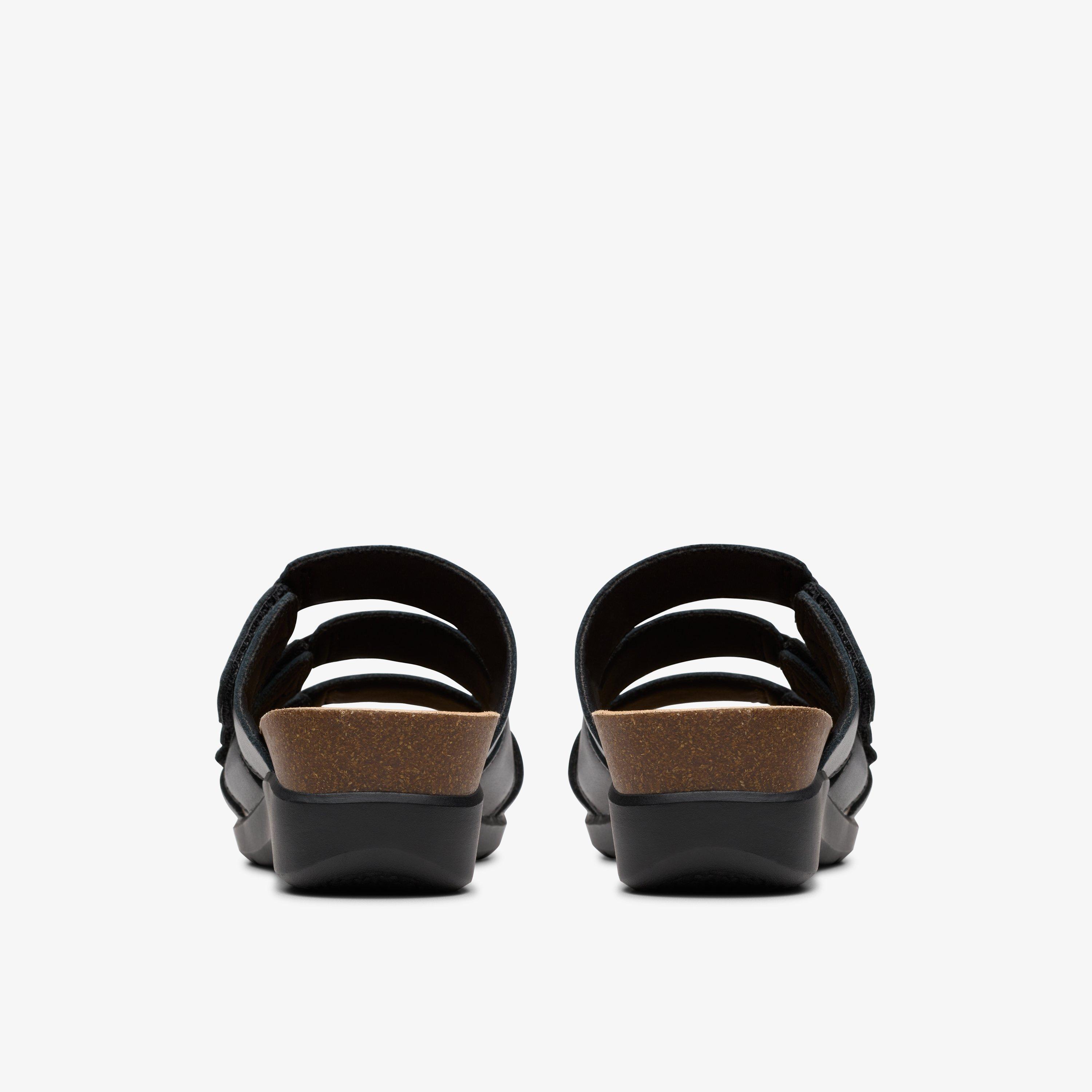 Calenne Lily Black Leather Wedges Slip Ons, view 5 of 6