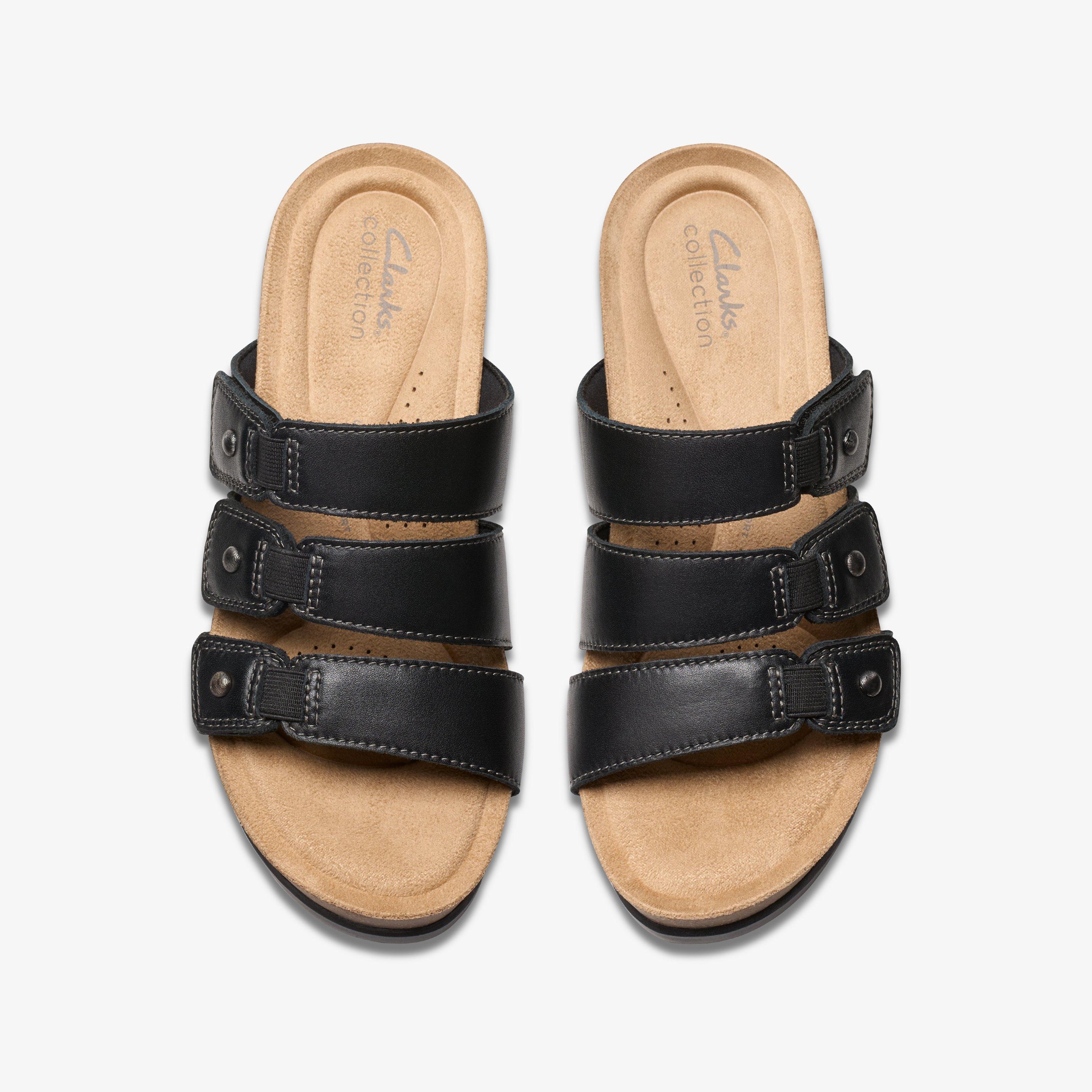 Calenne Lily Black Leather Wedges Slip Ons, view 6 of 6