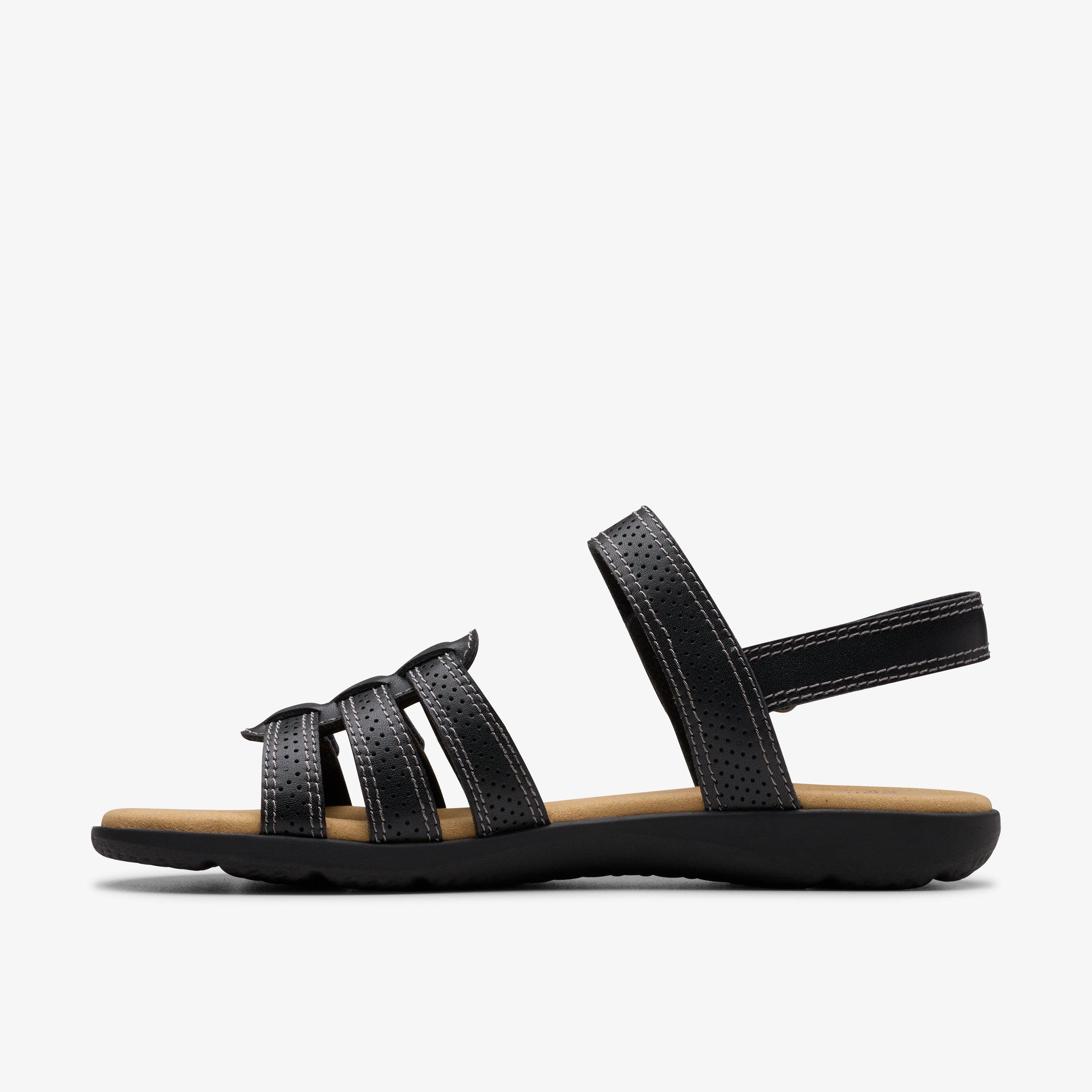 Elizabelle Kay Black Leather Flat Sandals, view 3 of 8
