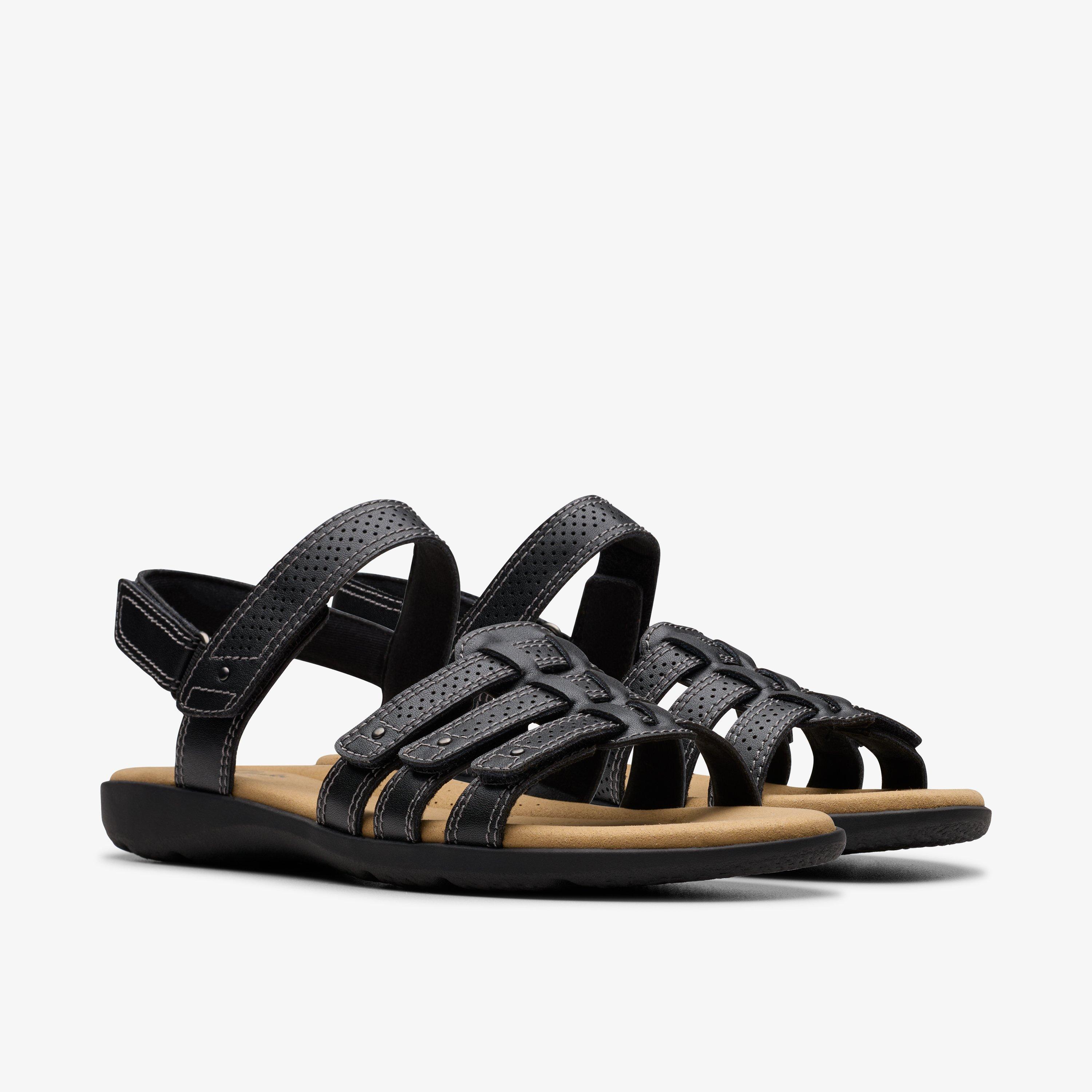 Elizabelle Kay Black Leather Flat Sandals, view 5 of 8