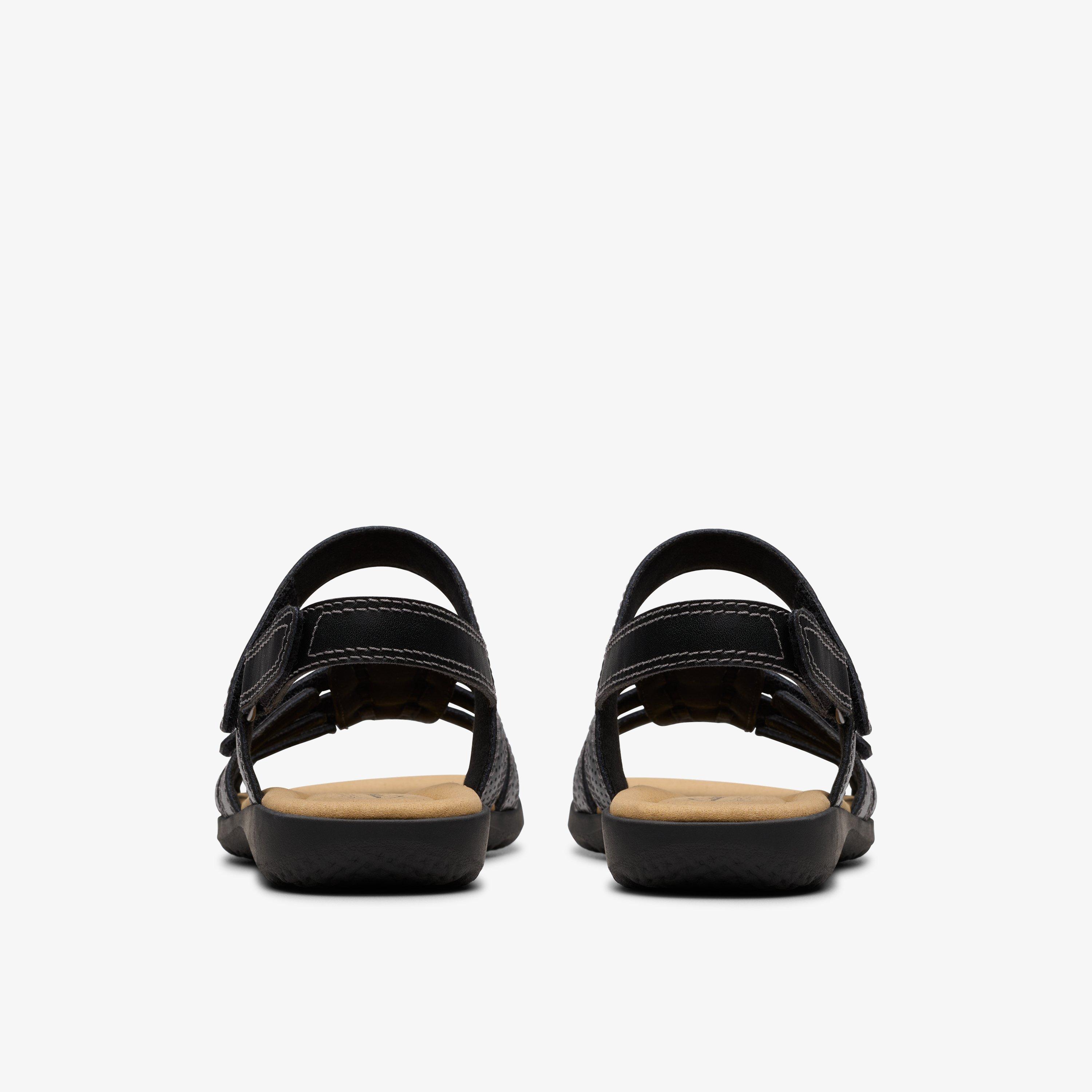 Elizabelle Kay Black Leather Flat Sandals, view 6 of 8
