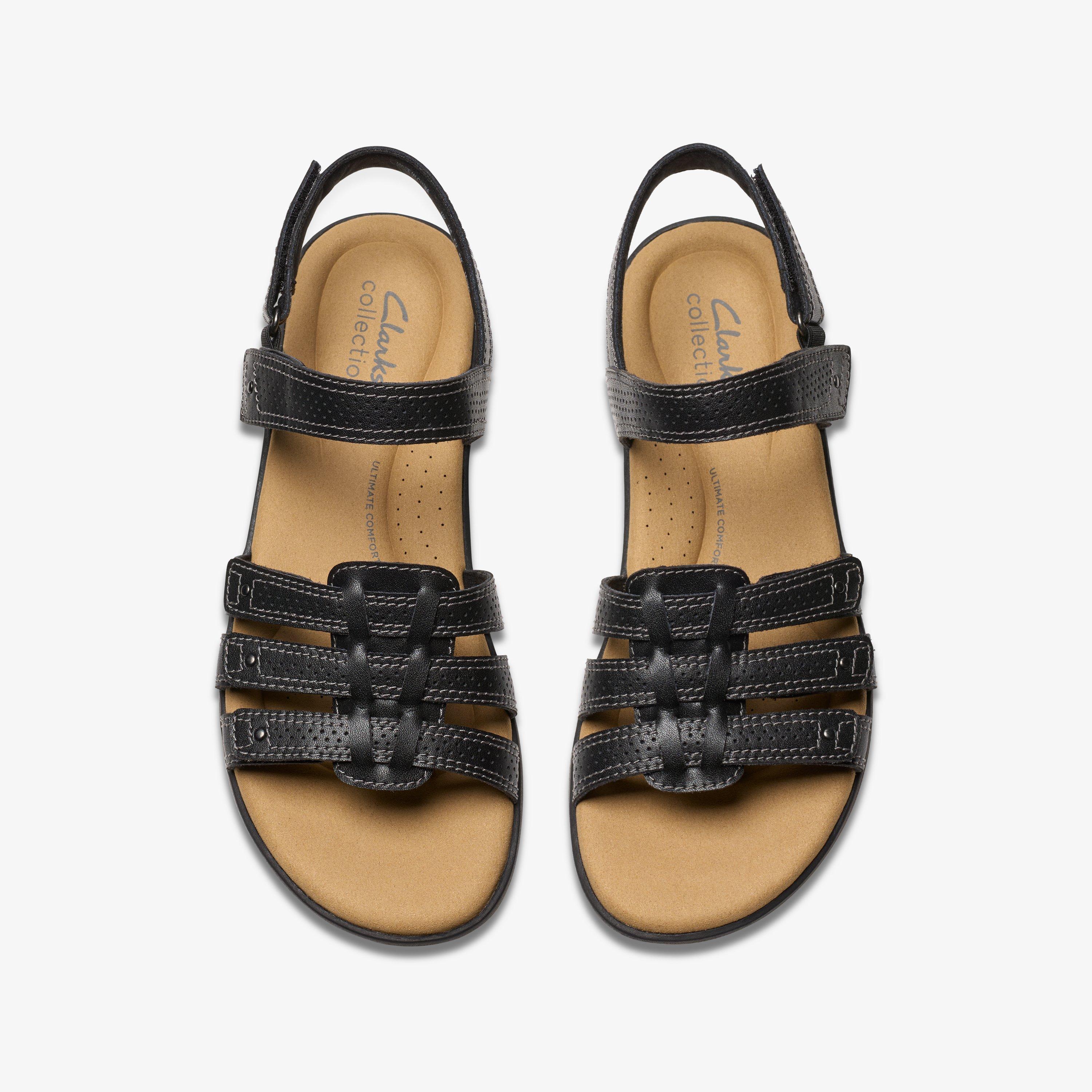 Elizabelle Kay Black Leather Flat Sandals, view 7 of 8