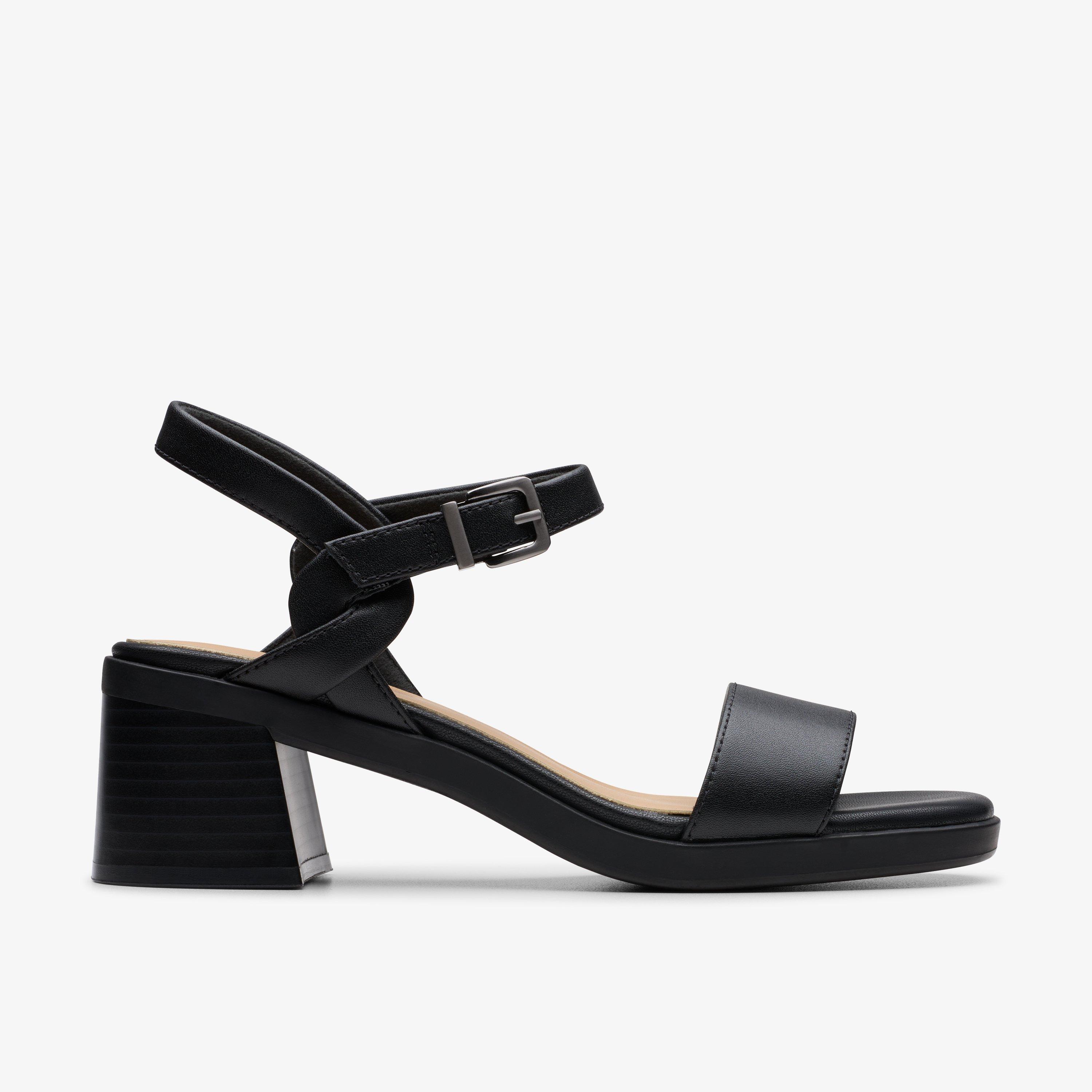 Jaylan Ray Black Leather Heeled Sandals, view 1 of 6