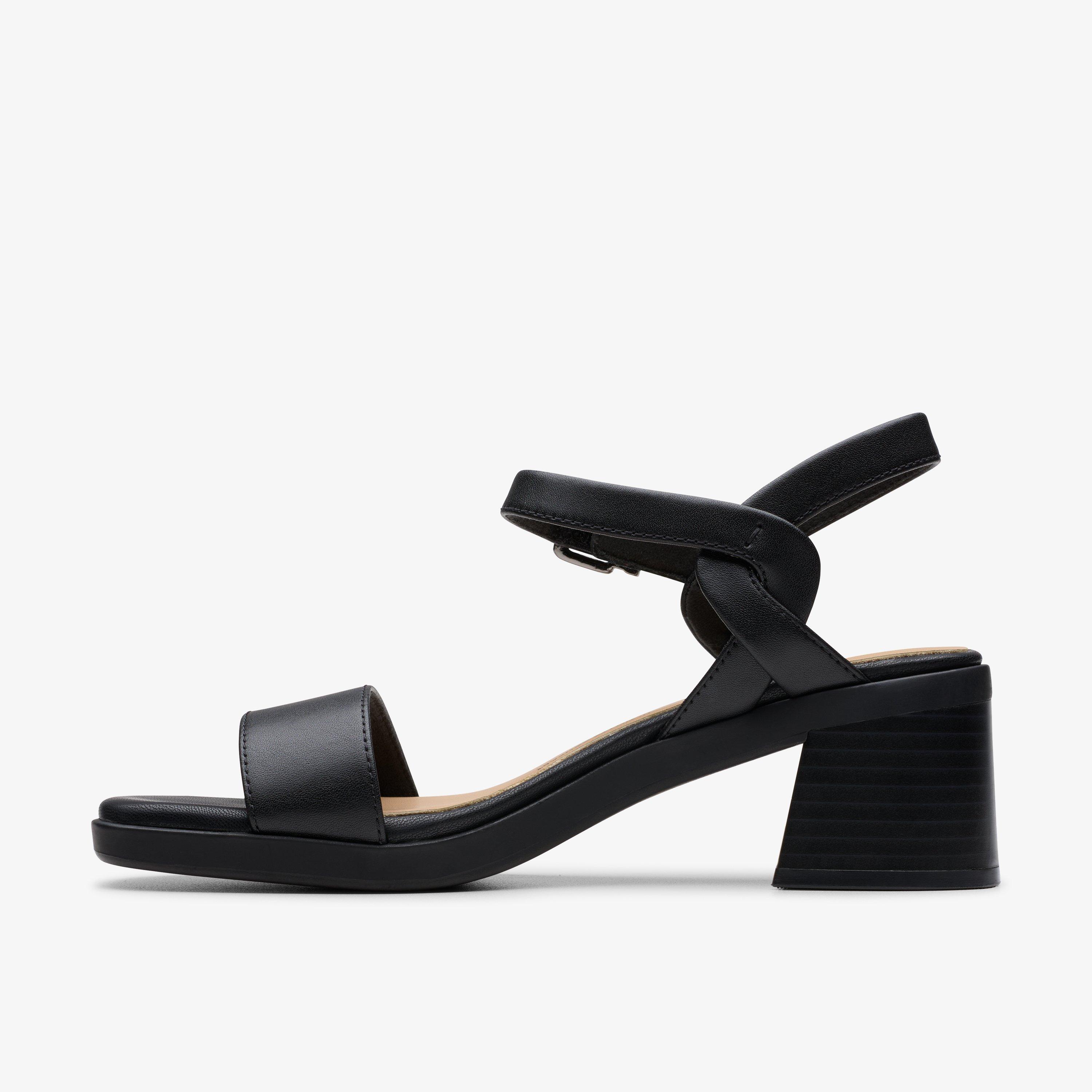 Jaylan Ray Black Leather Heeled Sandals, view 2 of 6
