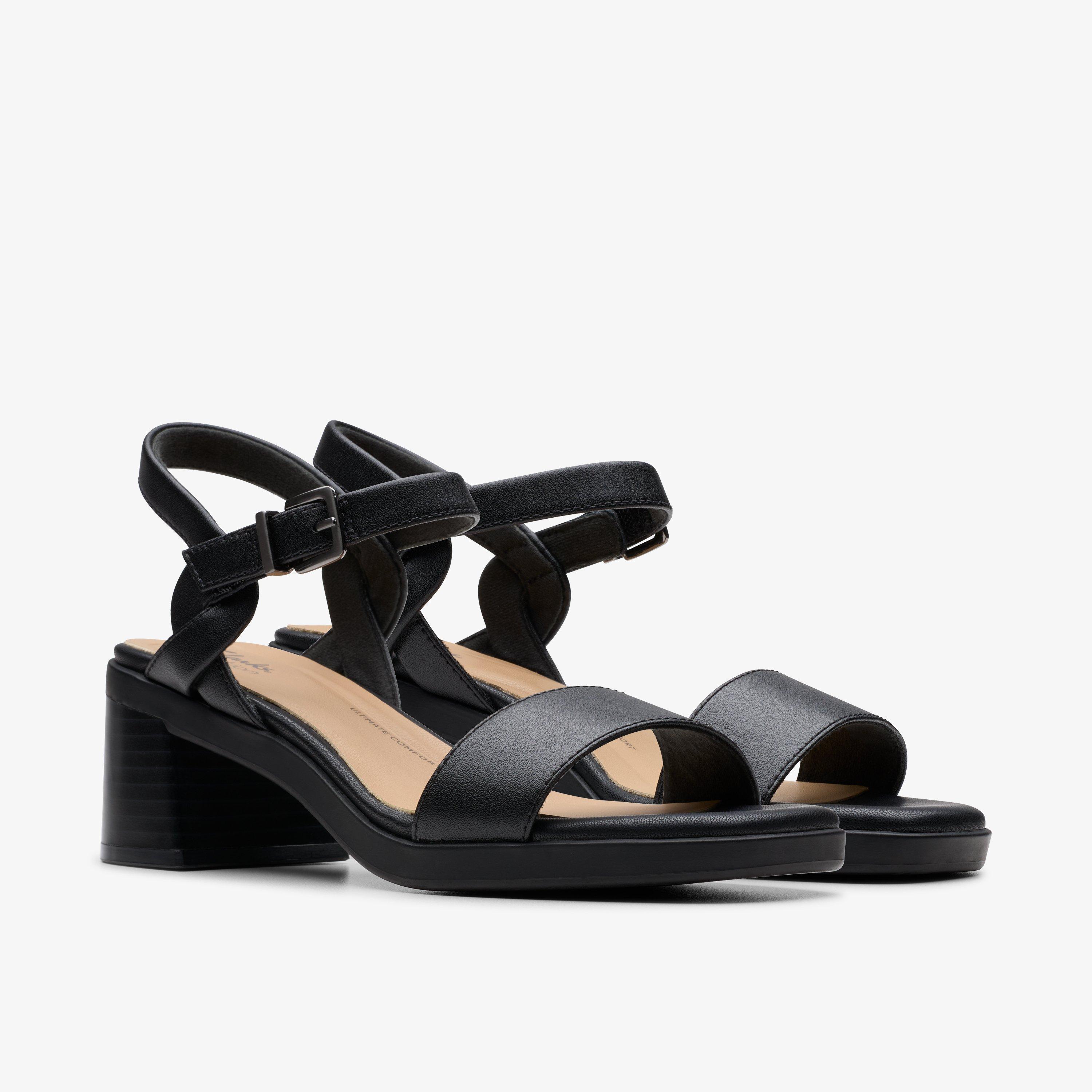 Jaylan Ray Black Leather Heeled Sandals, view 4 of 6
