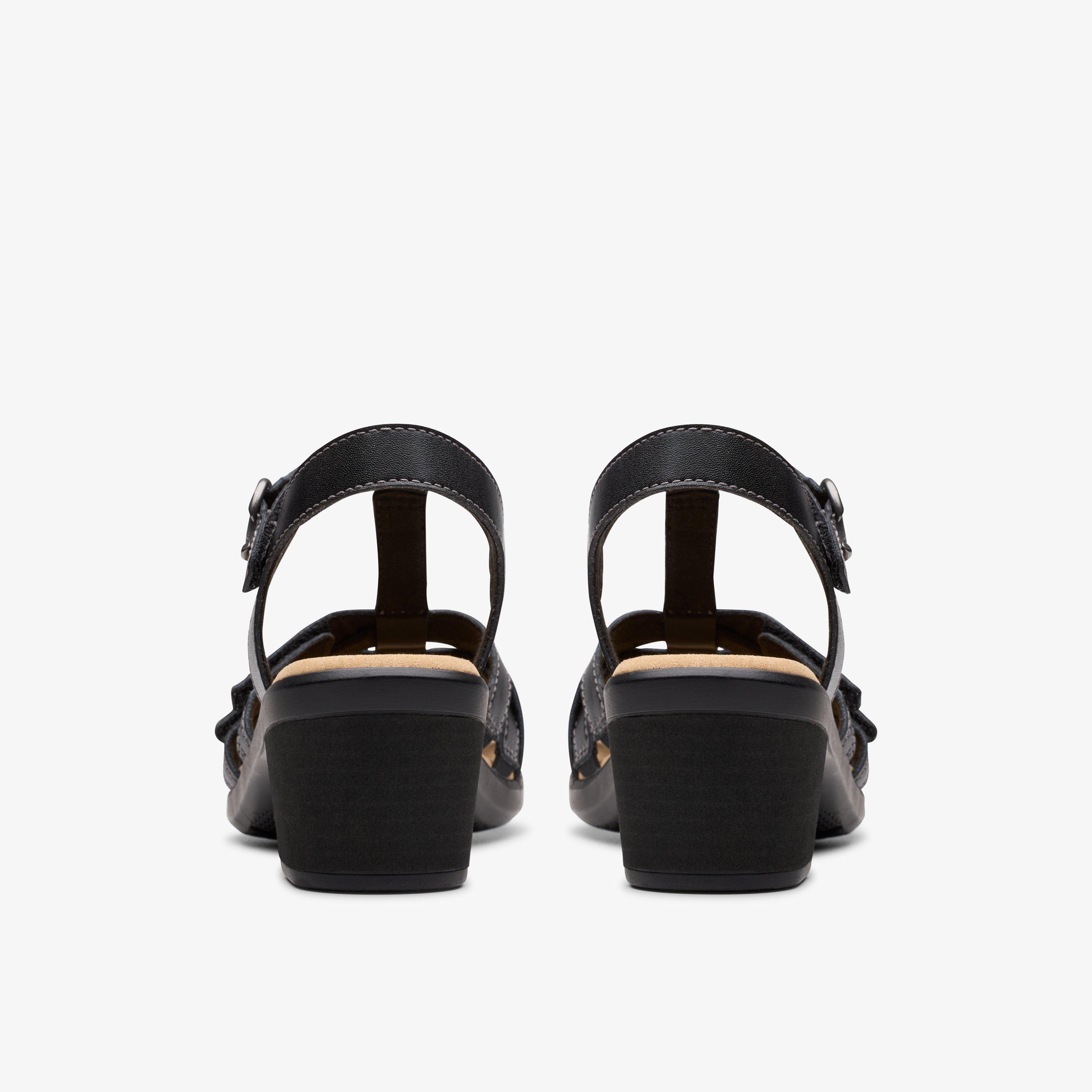 Womens Emily 2 Rose Black Leather Heeled Sandals | Clarks Outlet