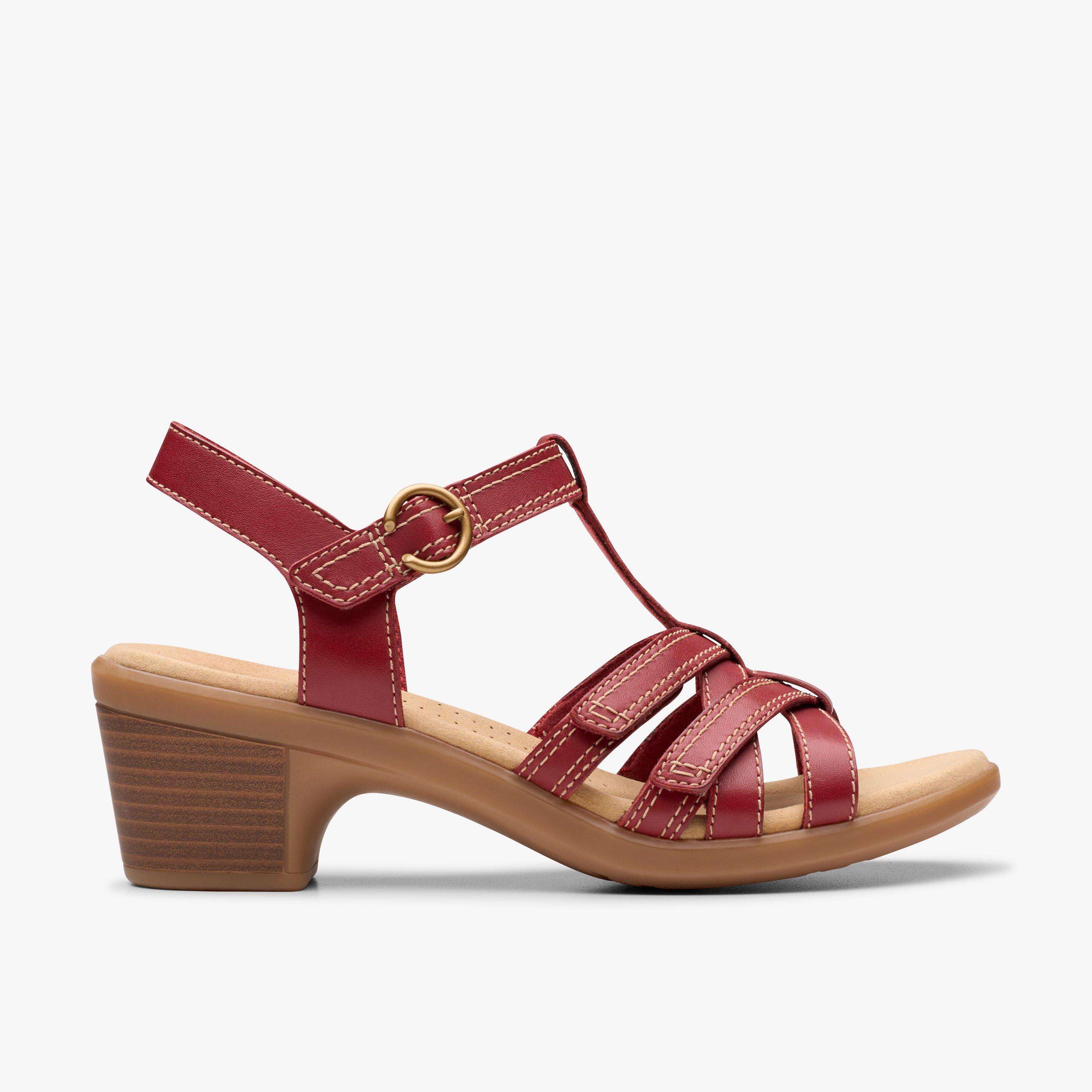 CLARKS エミリー2ローズ レッド Womens Emily 2 Rose Red Leather Heeled Sandals | Clarks Outlet