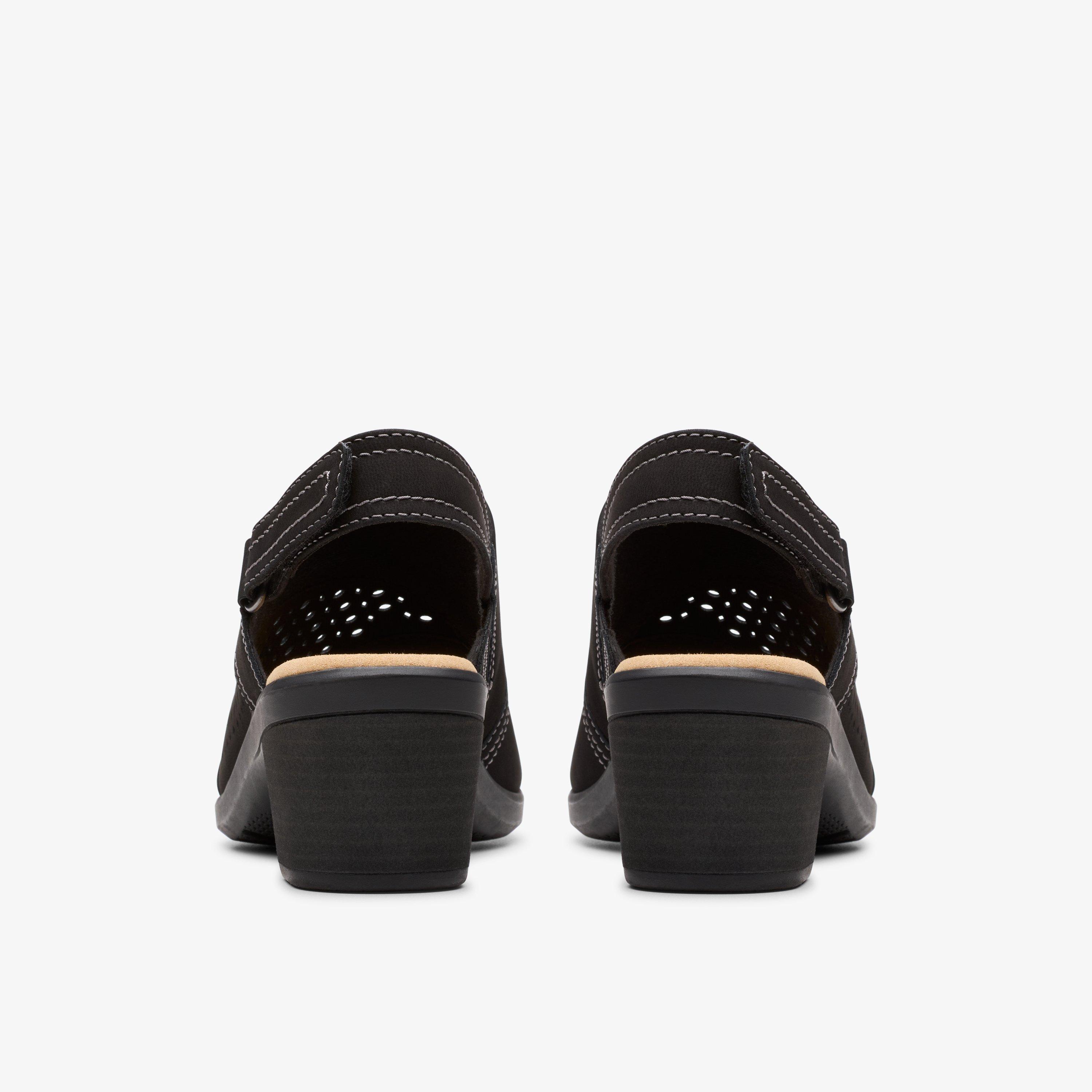 Women's Emily2 Mist Black Nubuck Heeled Sandals Clarks