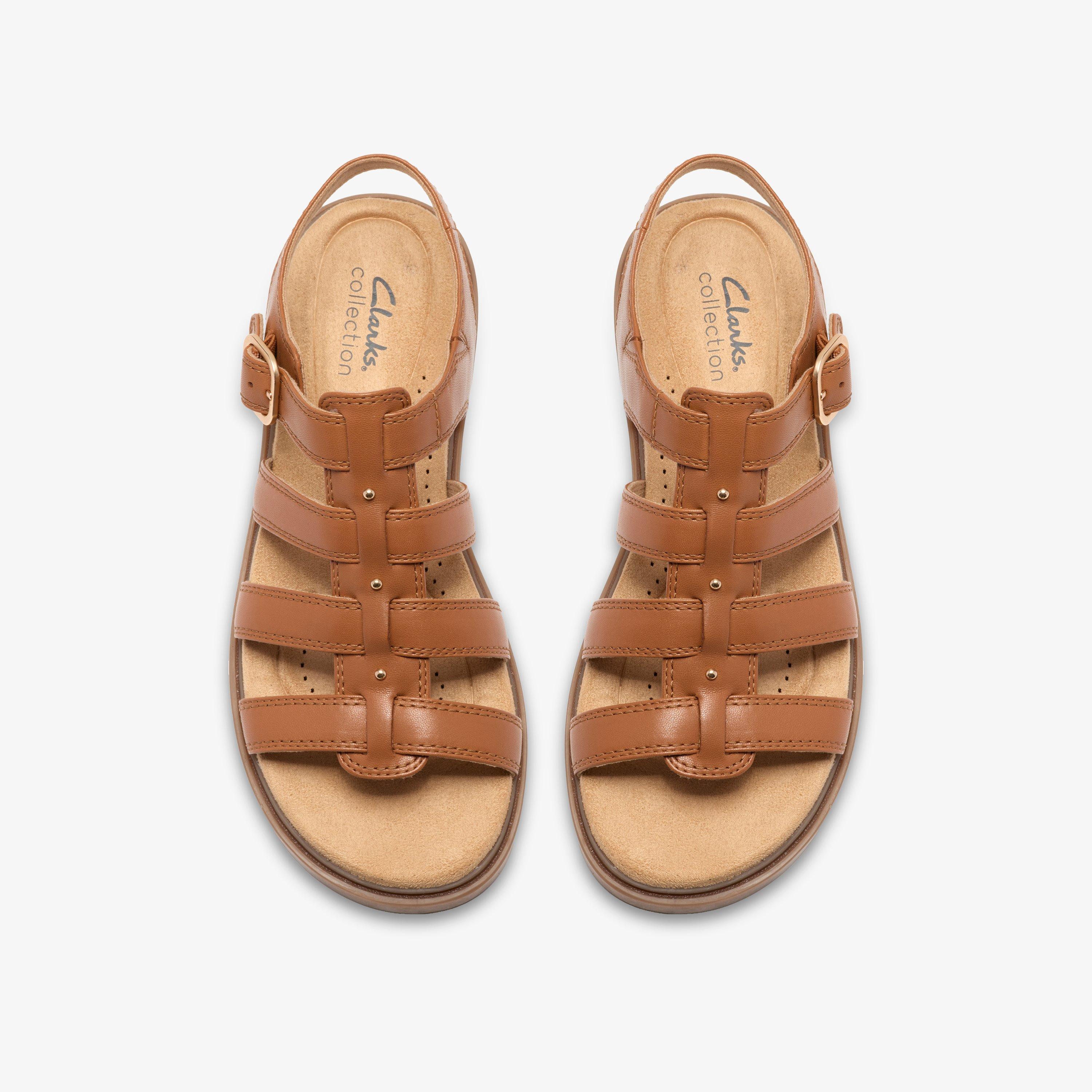 Womens Trivanni Lux Tan Leather Flat Sandals | Clarks UK