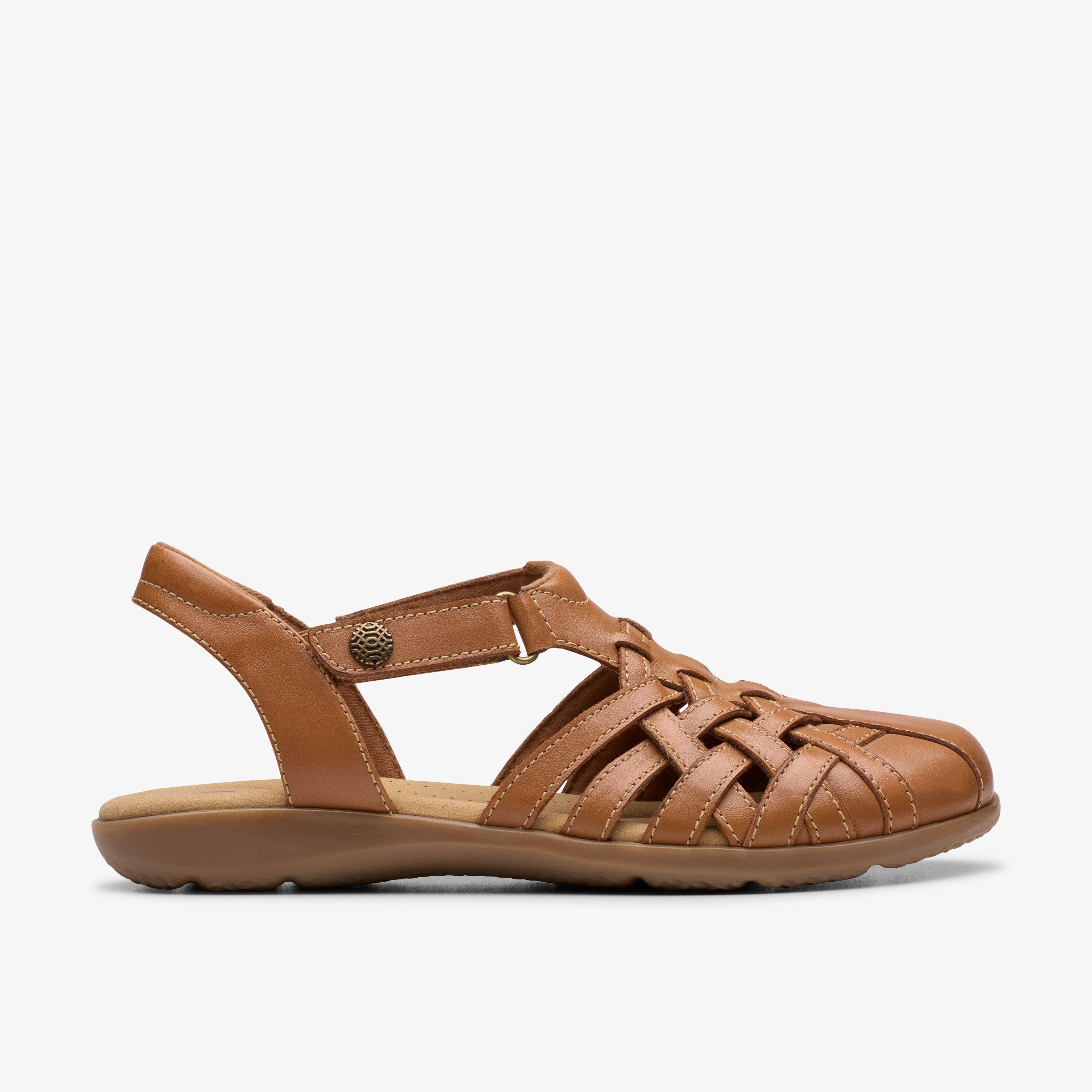 Women's Elizabelle Mia Tan Leather Flat Sandals | Clarks