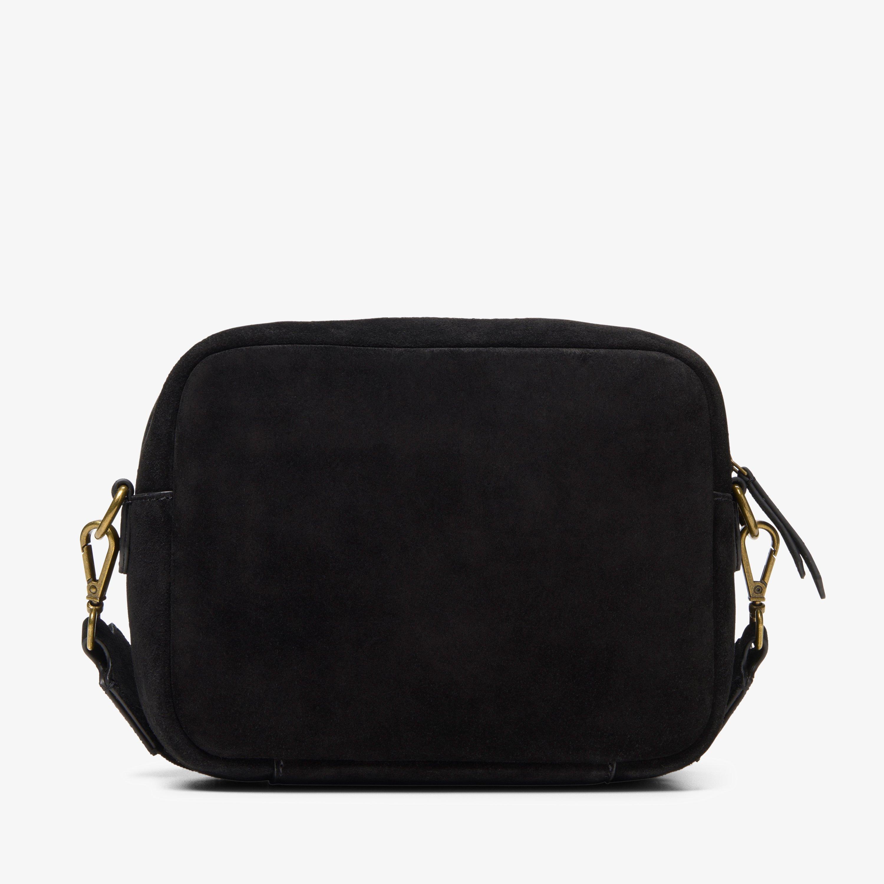 Kierra Strap Black Suede Cross Body Bag, view 2 of 4