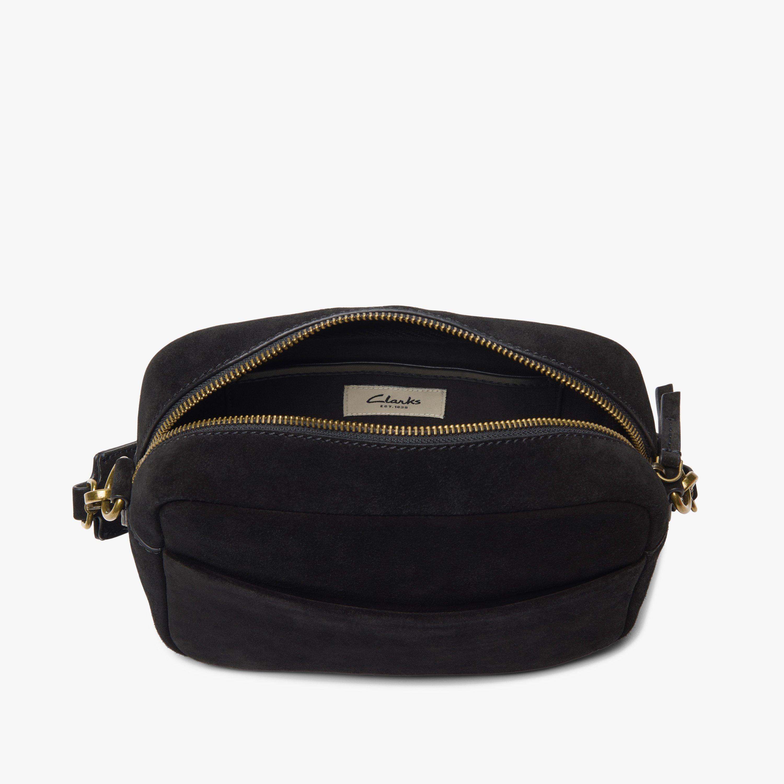 Kierra Strap Black Suede Cross Body Bag, view 4 of 4