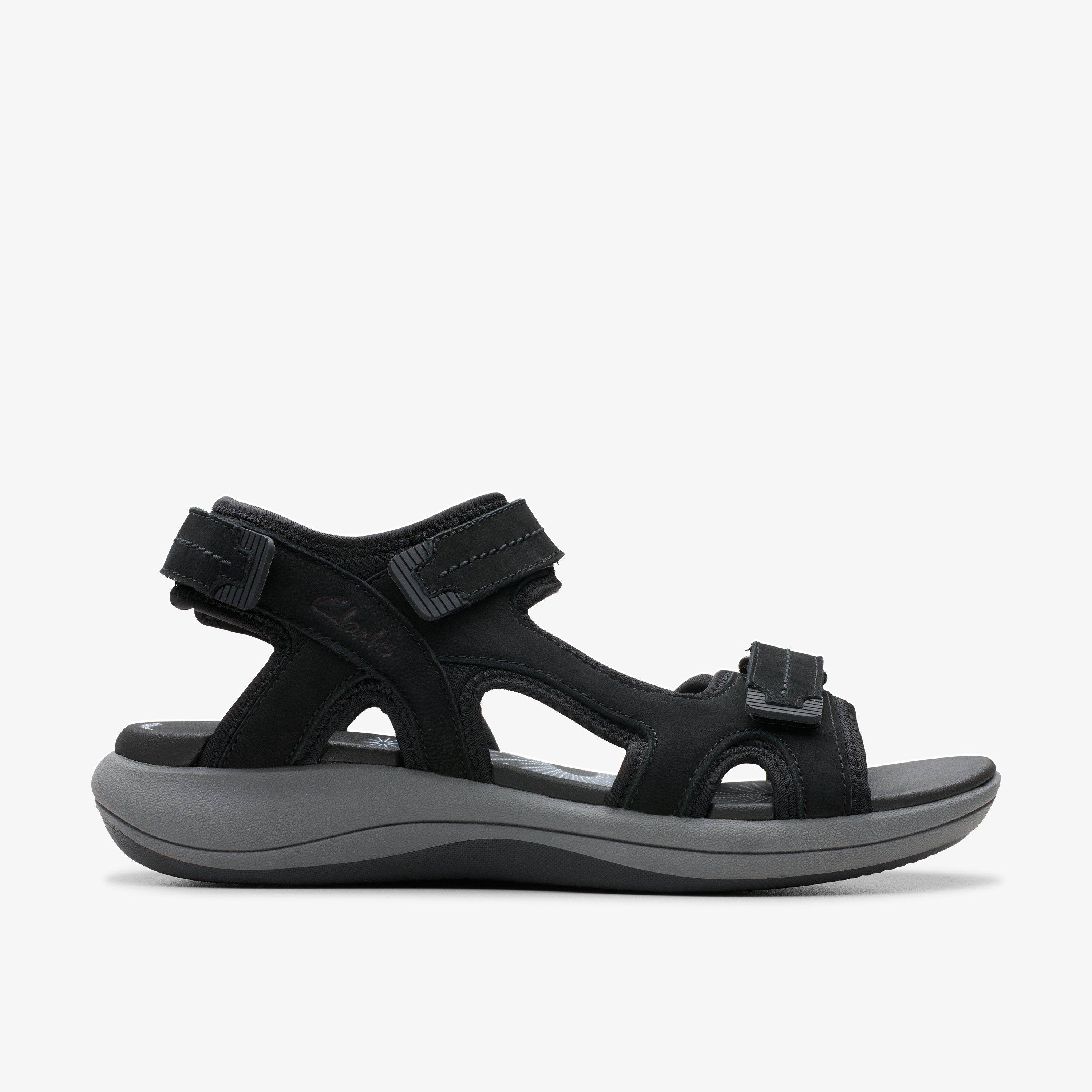 Mira Free Black Nubuck Flat Sandals, view 1 of 6