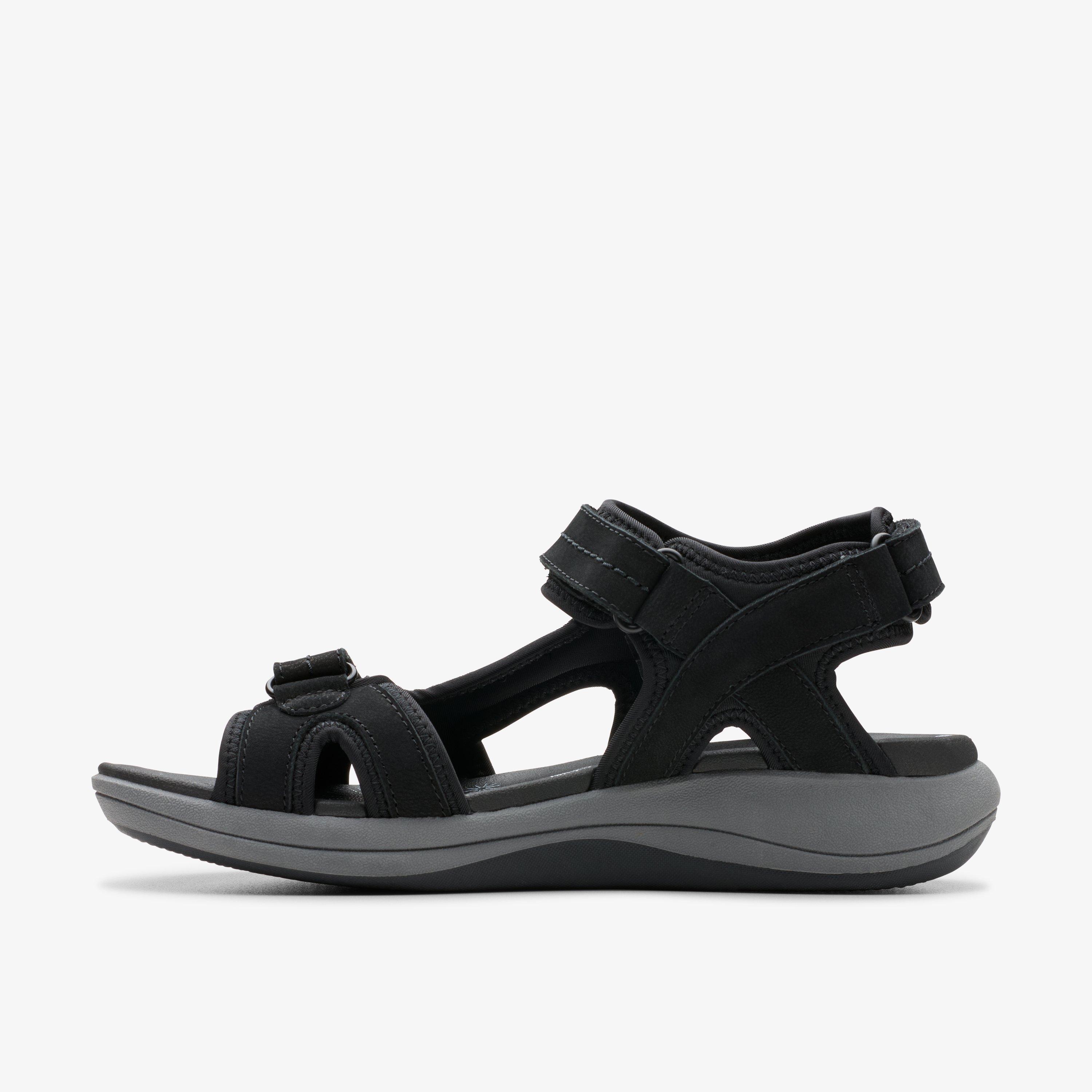 Mira Free Black Nubuck Flat Sandals, view 2 of 6
