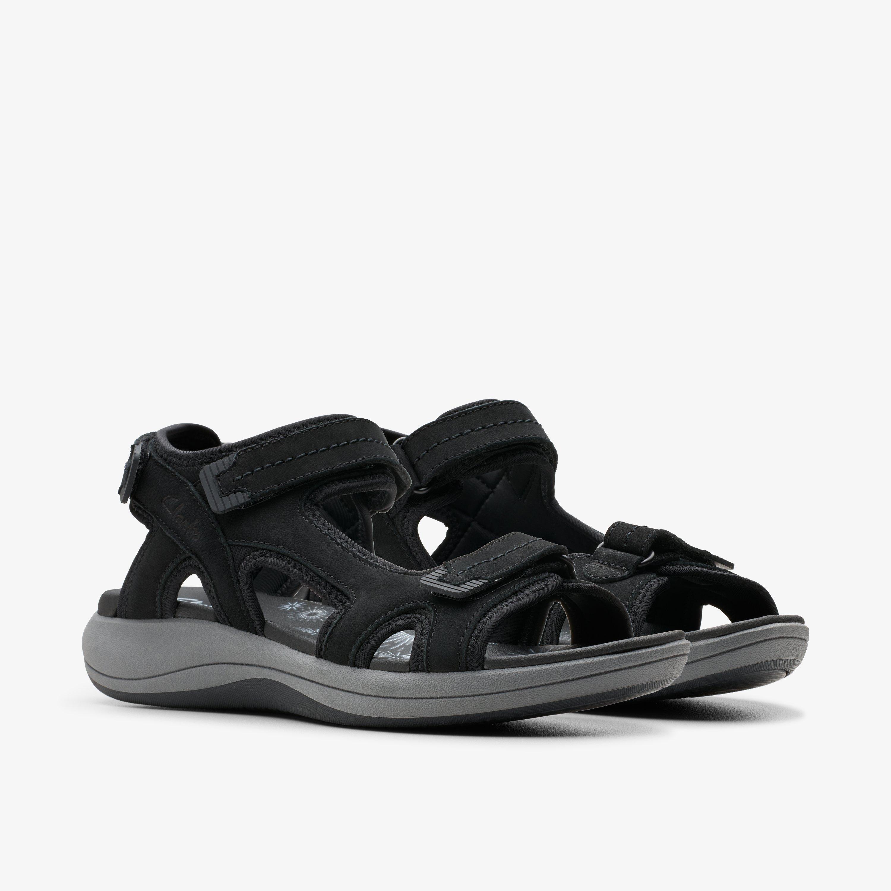 Mira Free Black Nubuck Flat Sandals, view 4 of 6