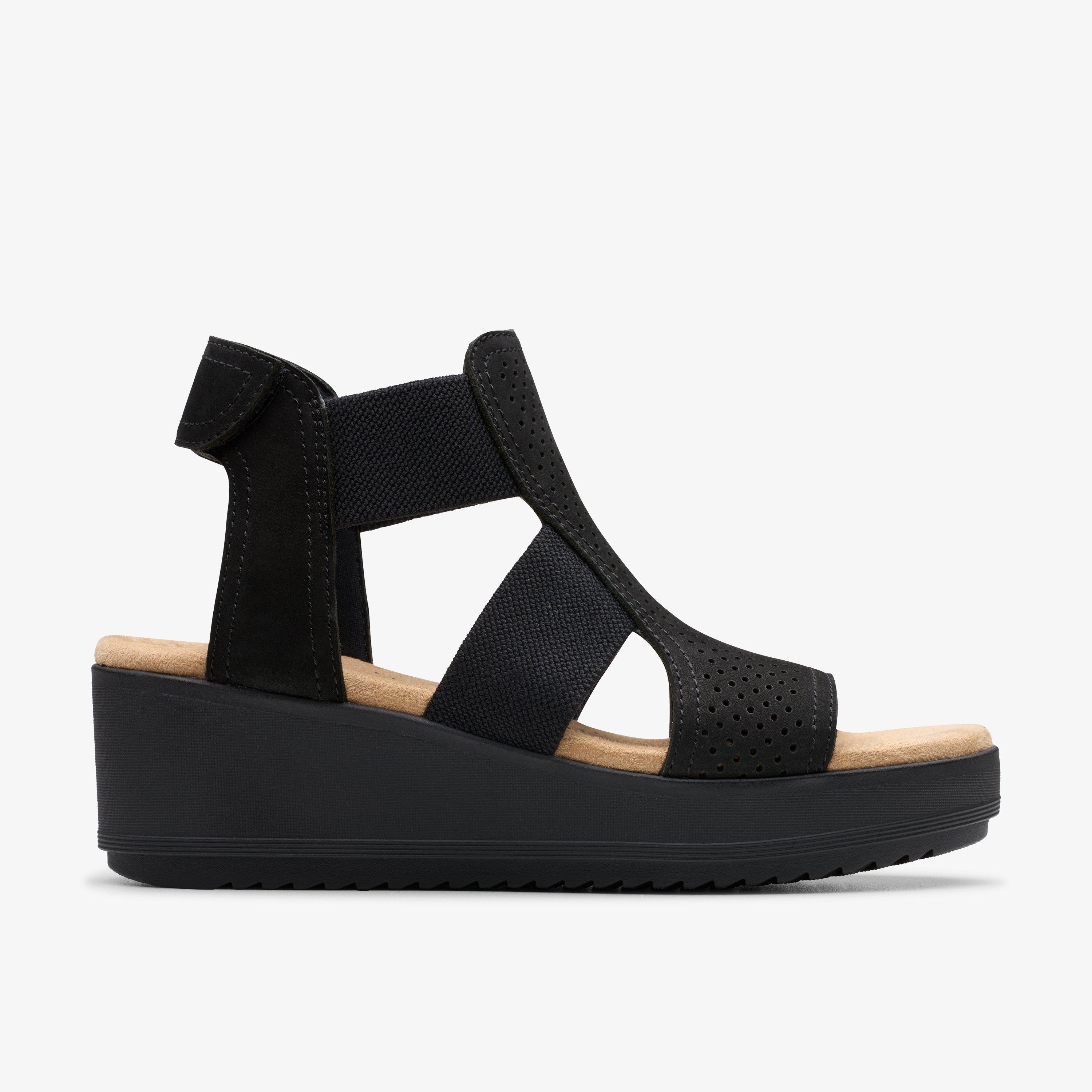 Wrenly Tide Nubuck noir Platform Sandales compensées, view 1 of 6