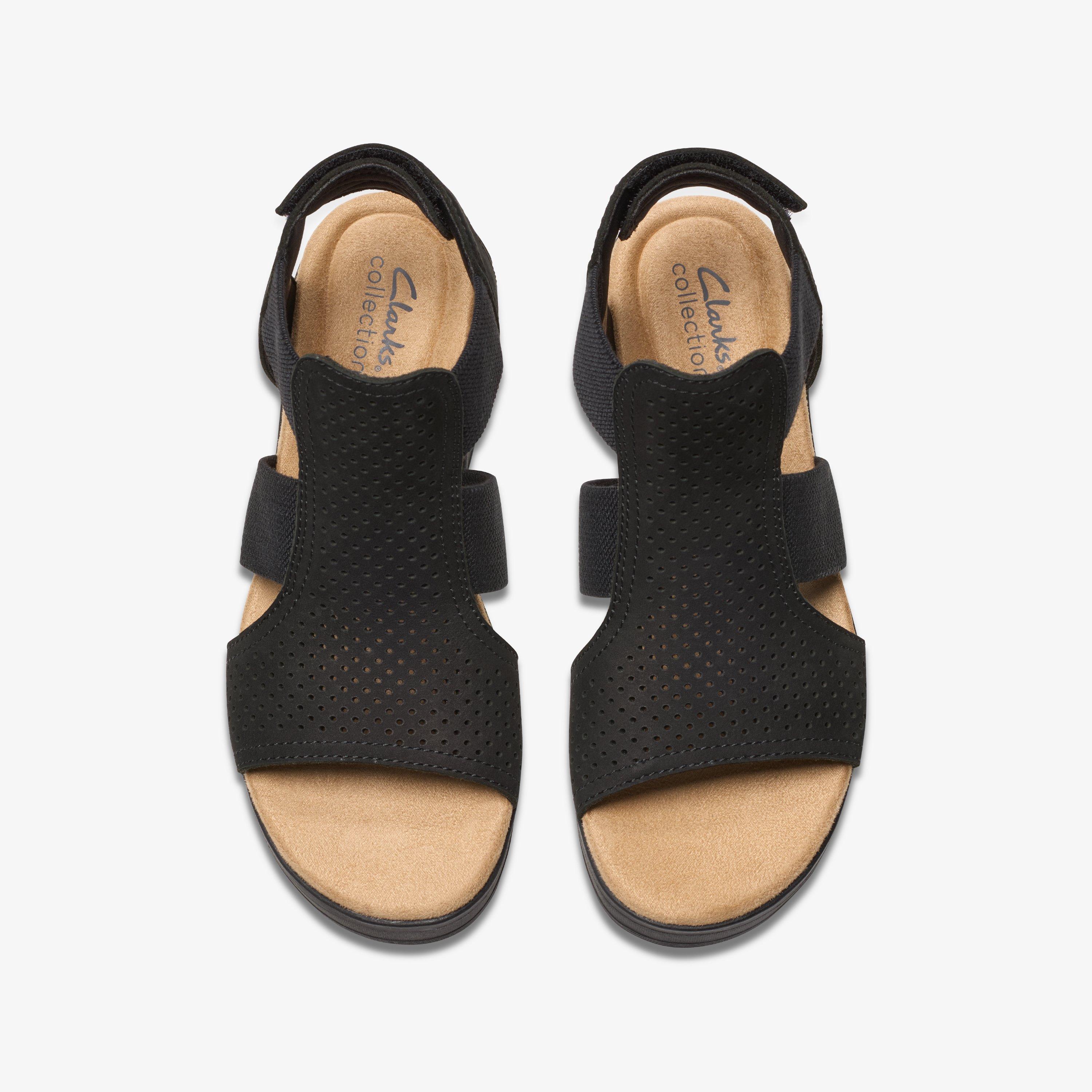 Womens Wrenly Tide Black Nubuck Sandals Wedges Clarks Outlet