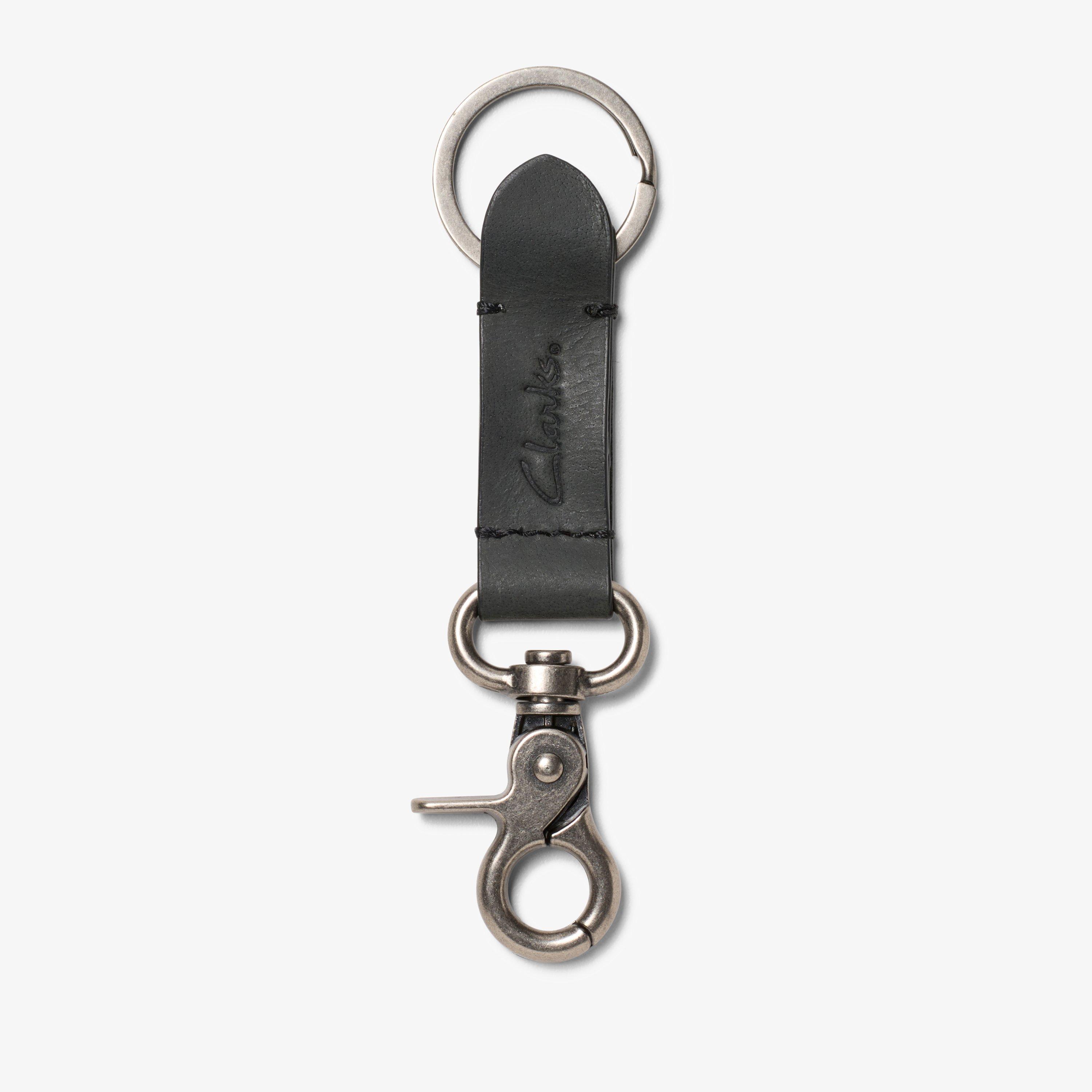 Clarks Oiled Leather Key Fob In Black