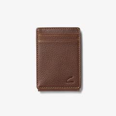 Premium Leather Wide Money Clip Wallet — Brown 1