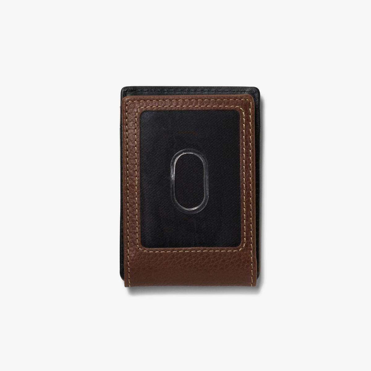 Premium Leather Wide Money Clip Wallet — Brown
