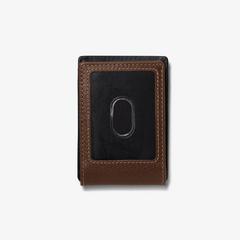 Premium Leather Wide Money Clip Wallet — Brown 2