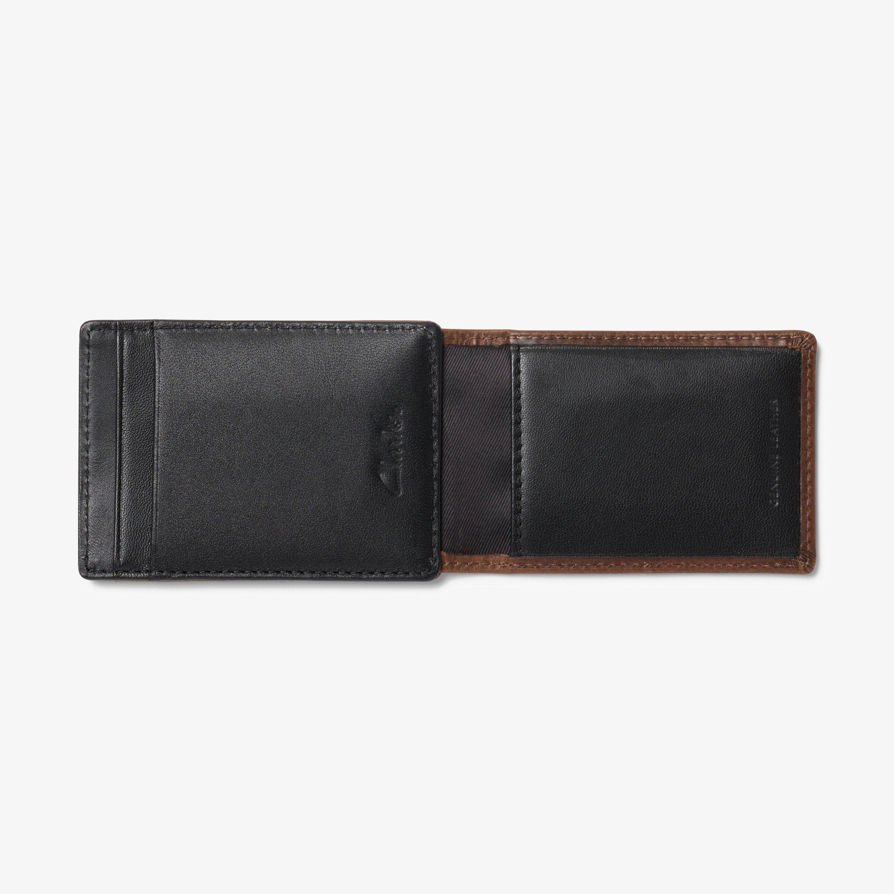 Premium Leather Wide Money Clip Wallet — Brown